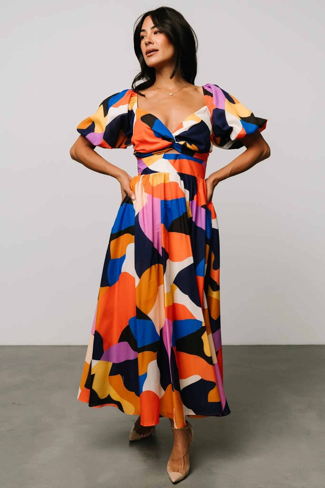 Lola Midi Dress | Rust + Navy Multi sold by Baltic Born