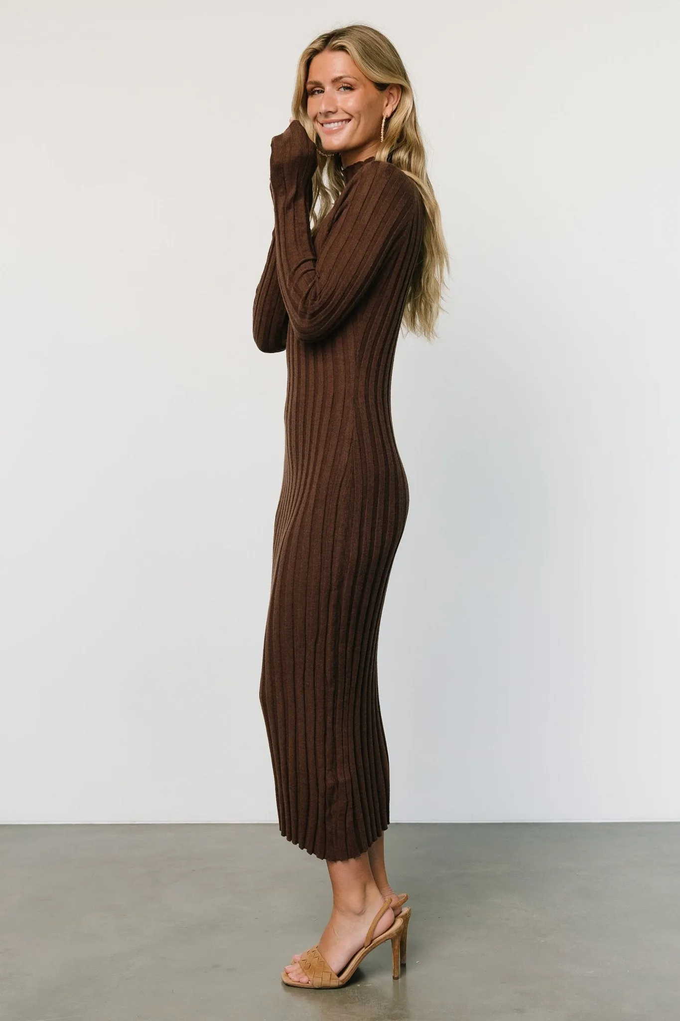 Oliver Ribbed Sweater Dress | Chocolate sold by Baltic Born product image thumbnail 3