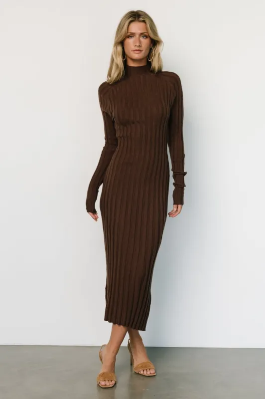 Oliver Ribbed Sweater Dress | Chocolate sold by Baltic Born