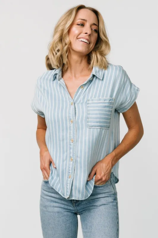 Berkley Striped Top | Denim Blue sold by Baltic Born