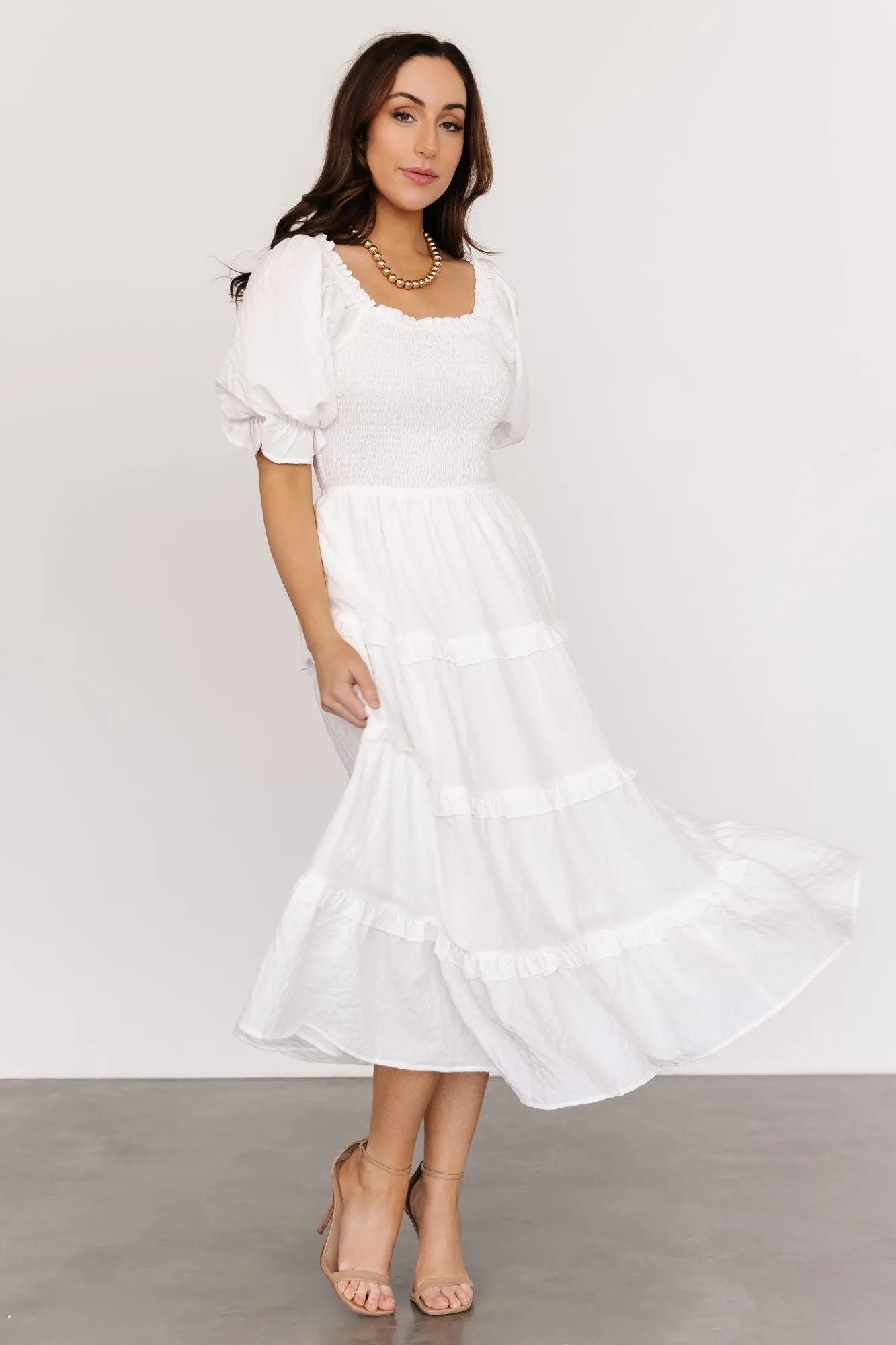 Katie Smocked Midi Dress | Off White sold by Baltic Born product image thumbnail 5