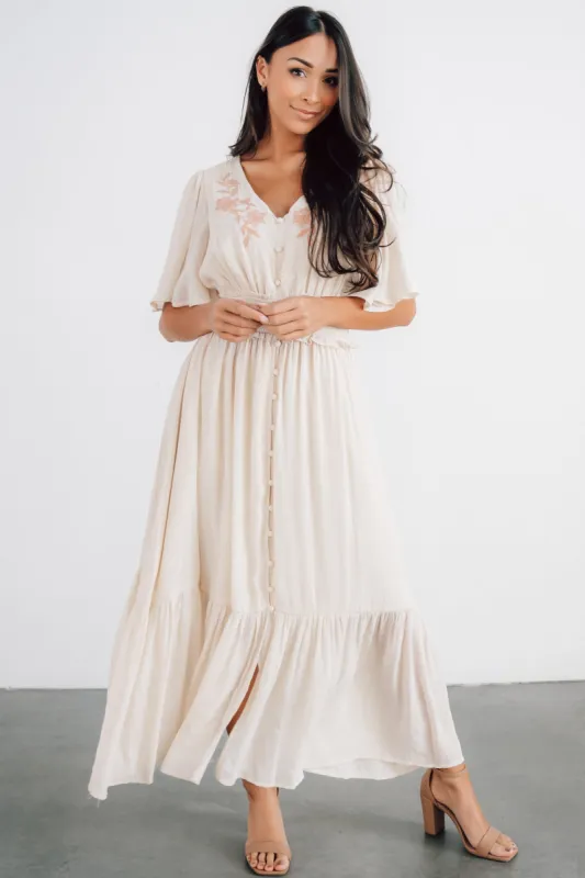 Luz Embroidered Maxi Dress | Natural sold by Baltic Born