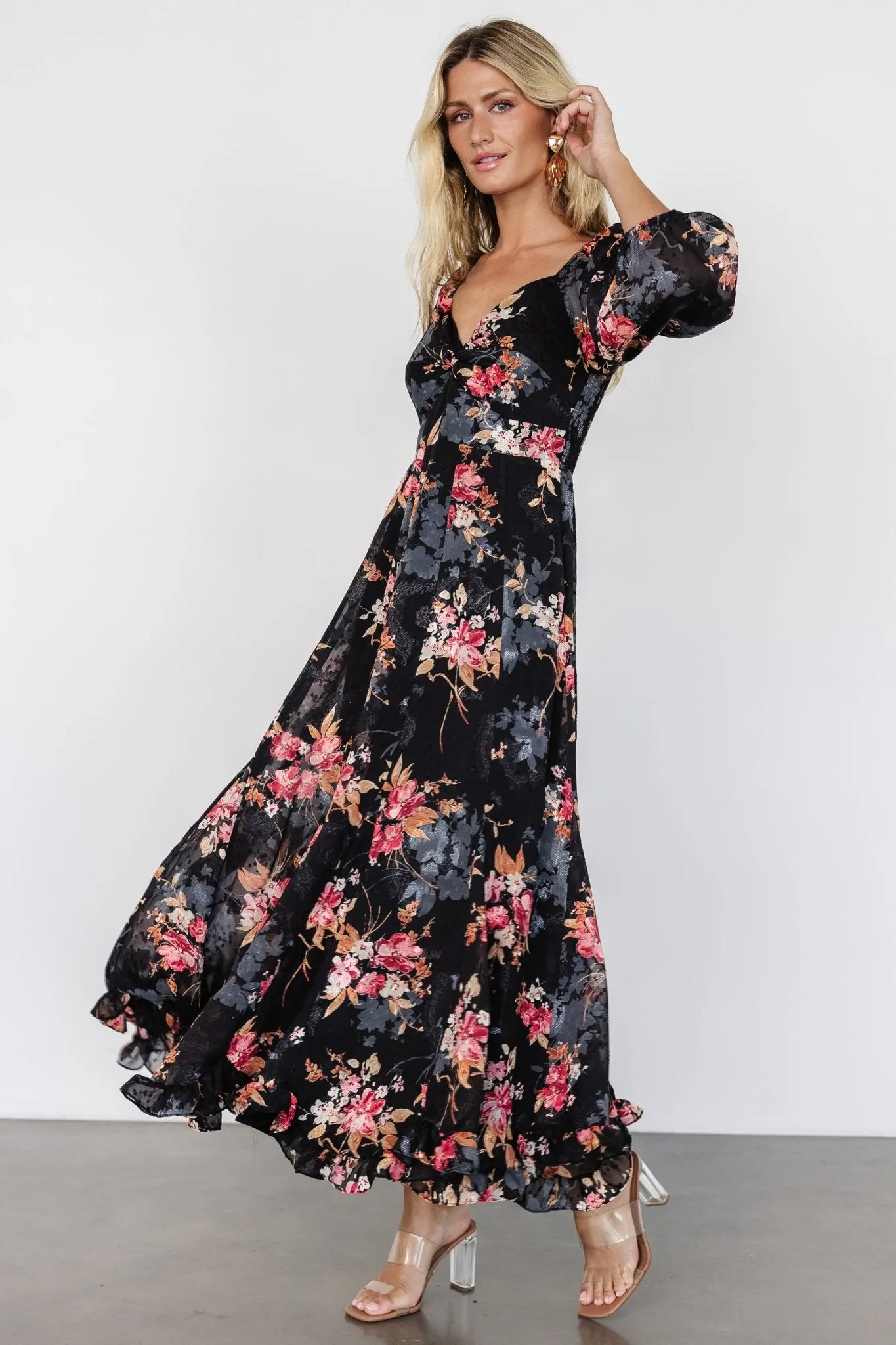 Estefania Maxi Dress | Black Floral sold by Baltic Born product image thumbnail 3