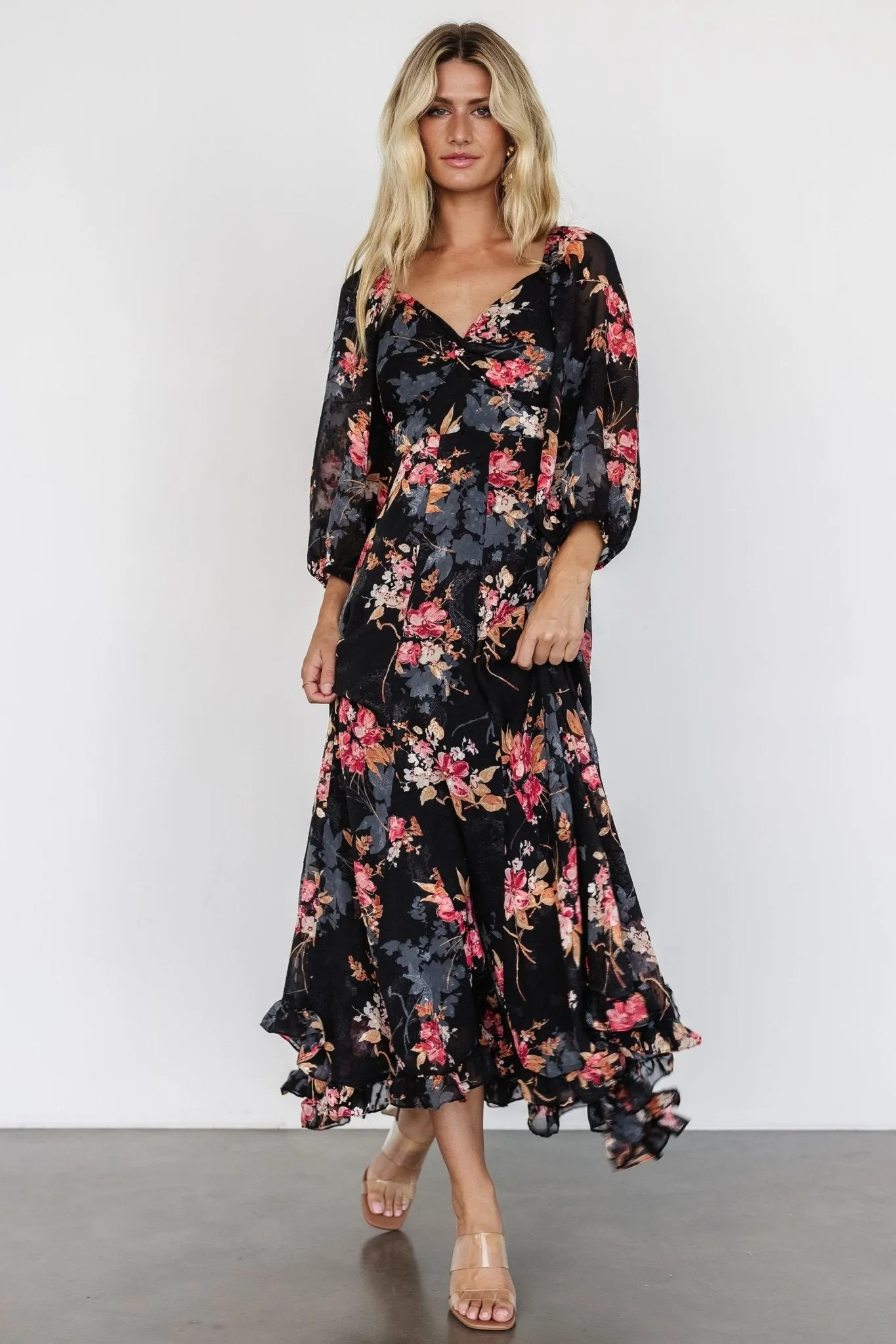 Estefania Maxi Dress | Black Floral sold by Baltic Born product image thumbnail 4