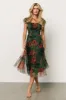 Clementine Tulle Midi Dress | Dark Green Floral sold by Baltic Born