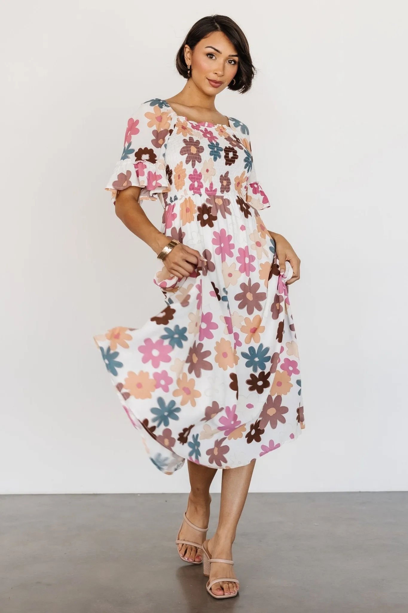 Murdock Midi Dress | White Multi Floral sold by Baltic Born product image thumbnail 3