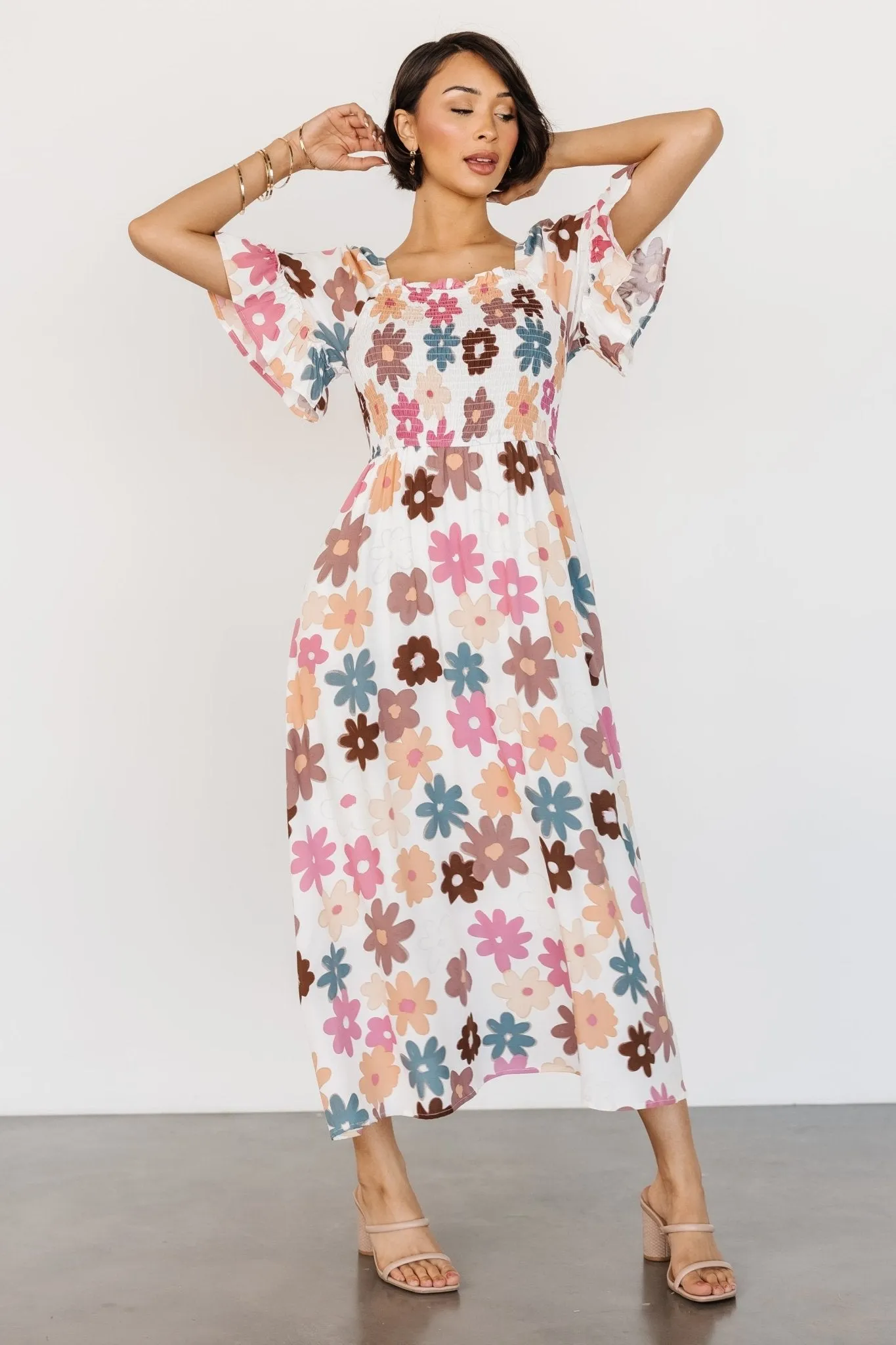 Murdock Midi Dress | White Multi Floral sold by Baltic Born