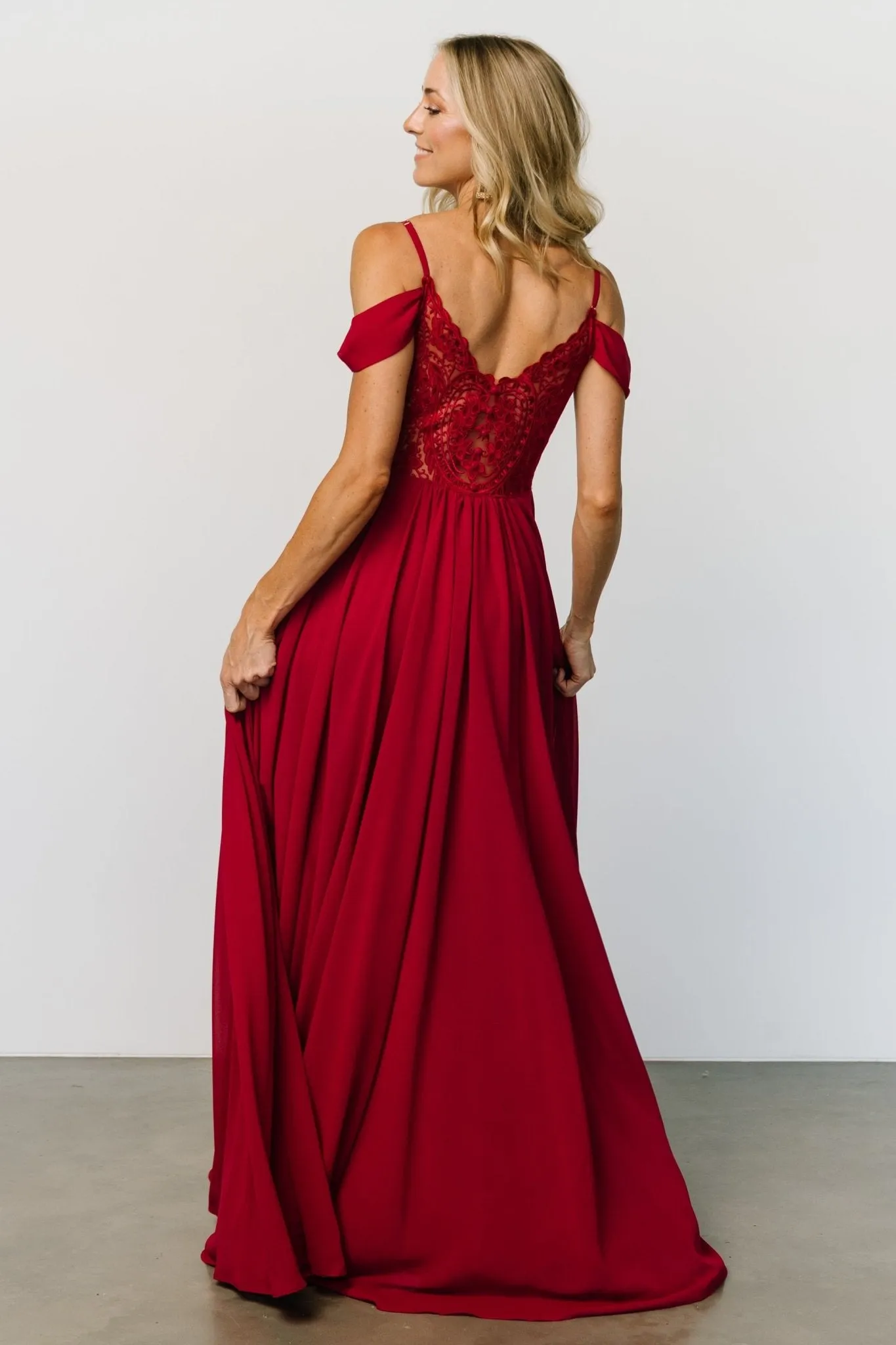 Bianca Lace Maxi Dress | Crimson sold by Baltic Born product image thumbnail 4