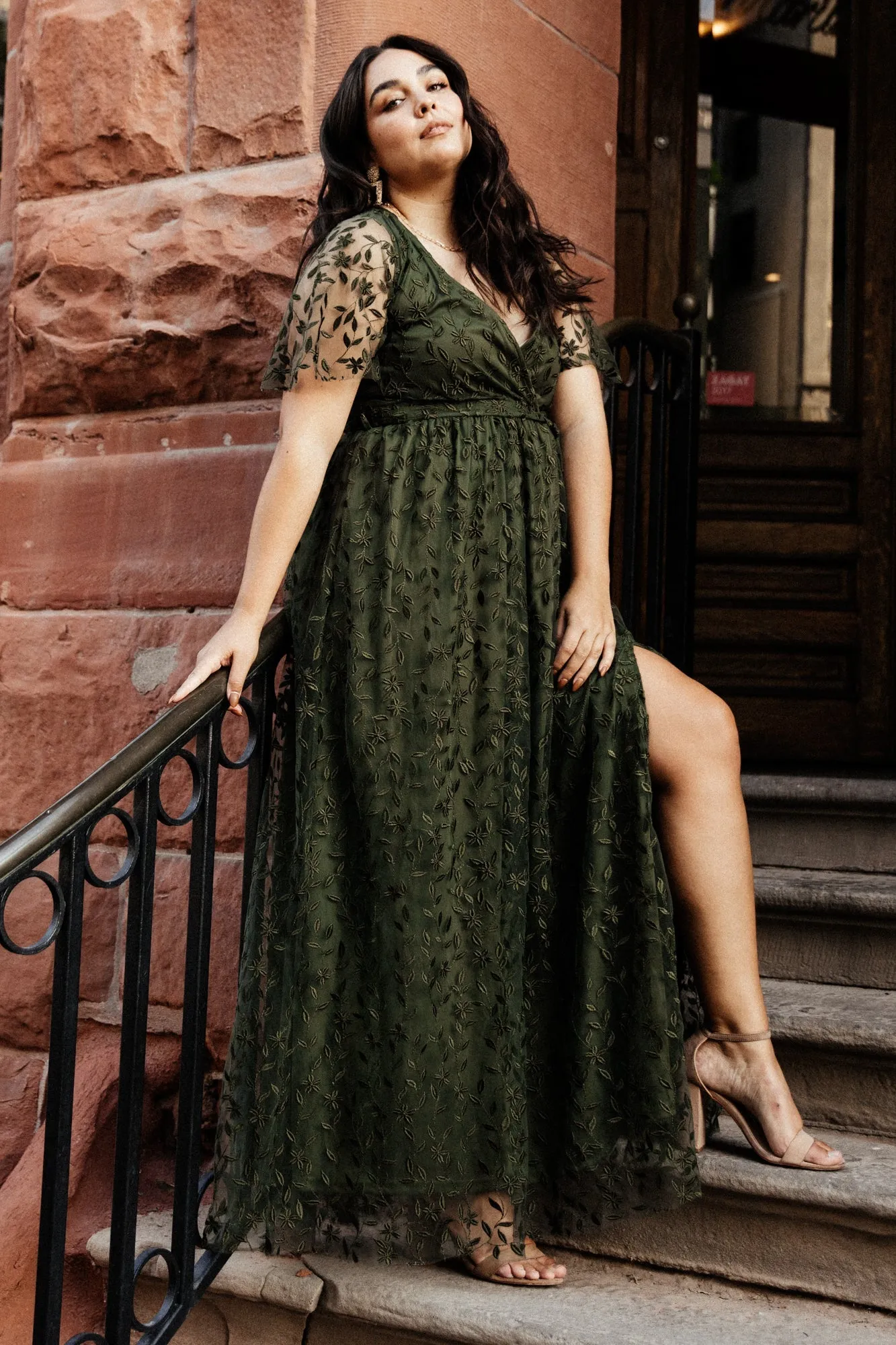 Marseille Embossed Maxi Dress | Olive sold by Baltic Born product image thumbnail 4