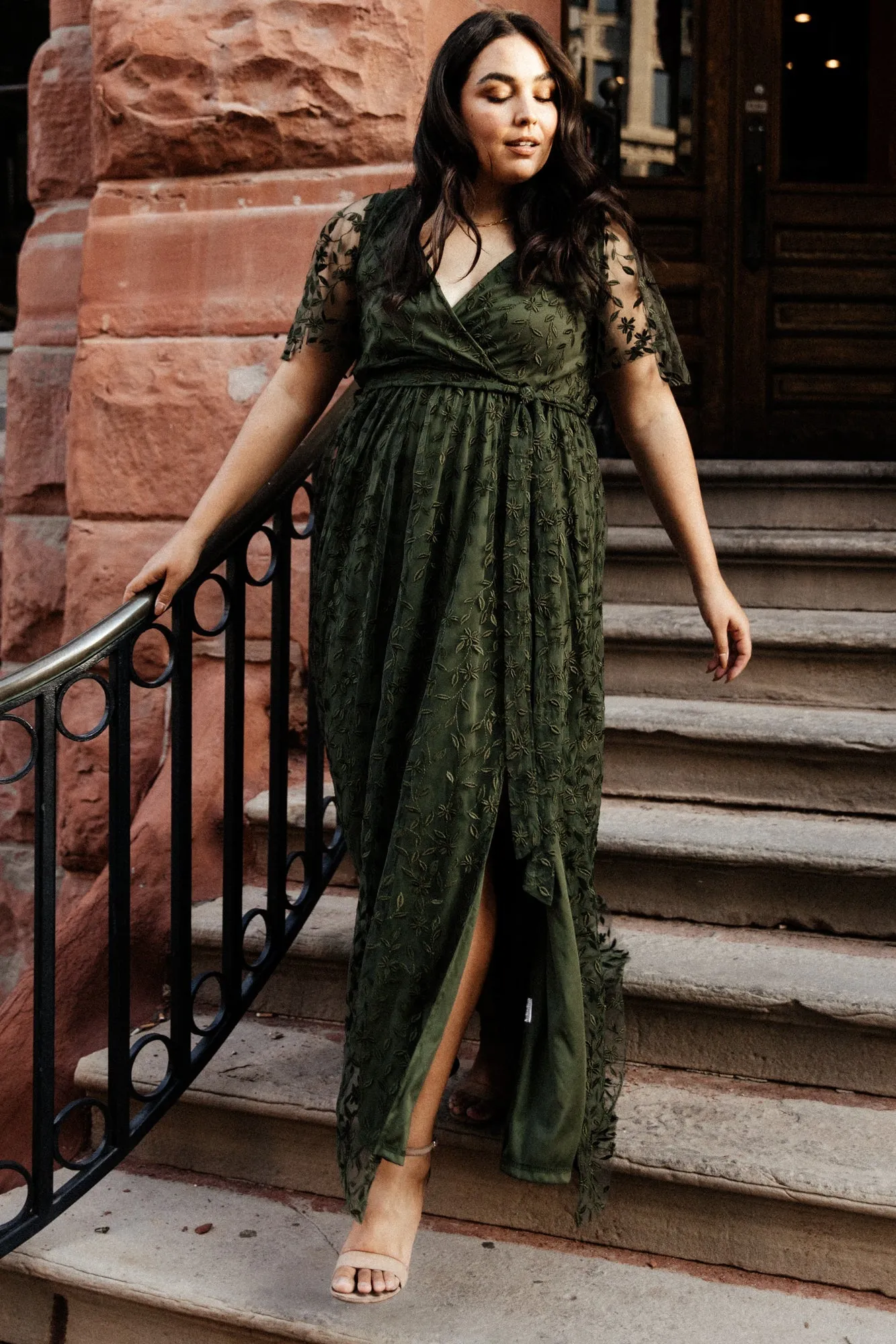 Marseille Embossed Maxi Dress | Olive sold by Baltic Born product image thumbnail 5