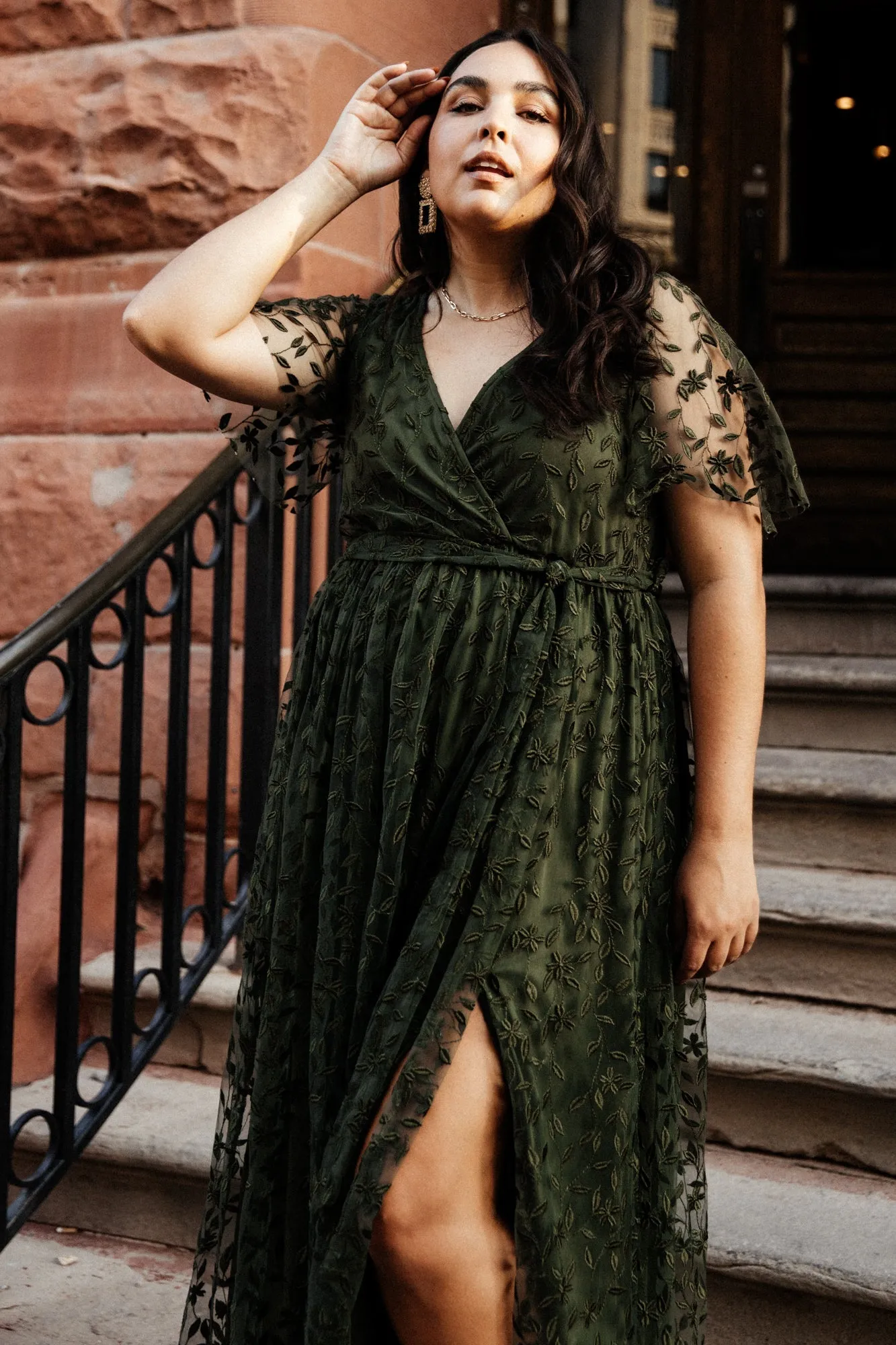 Marseille Embossed Maxi Dress | Olive sold by Baltic Born product image thumbnail 2