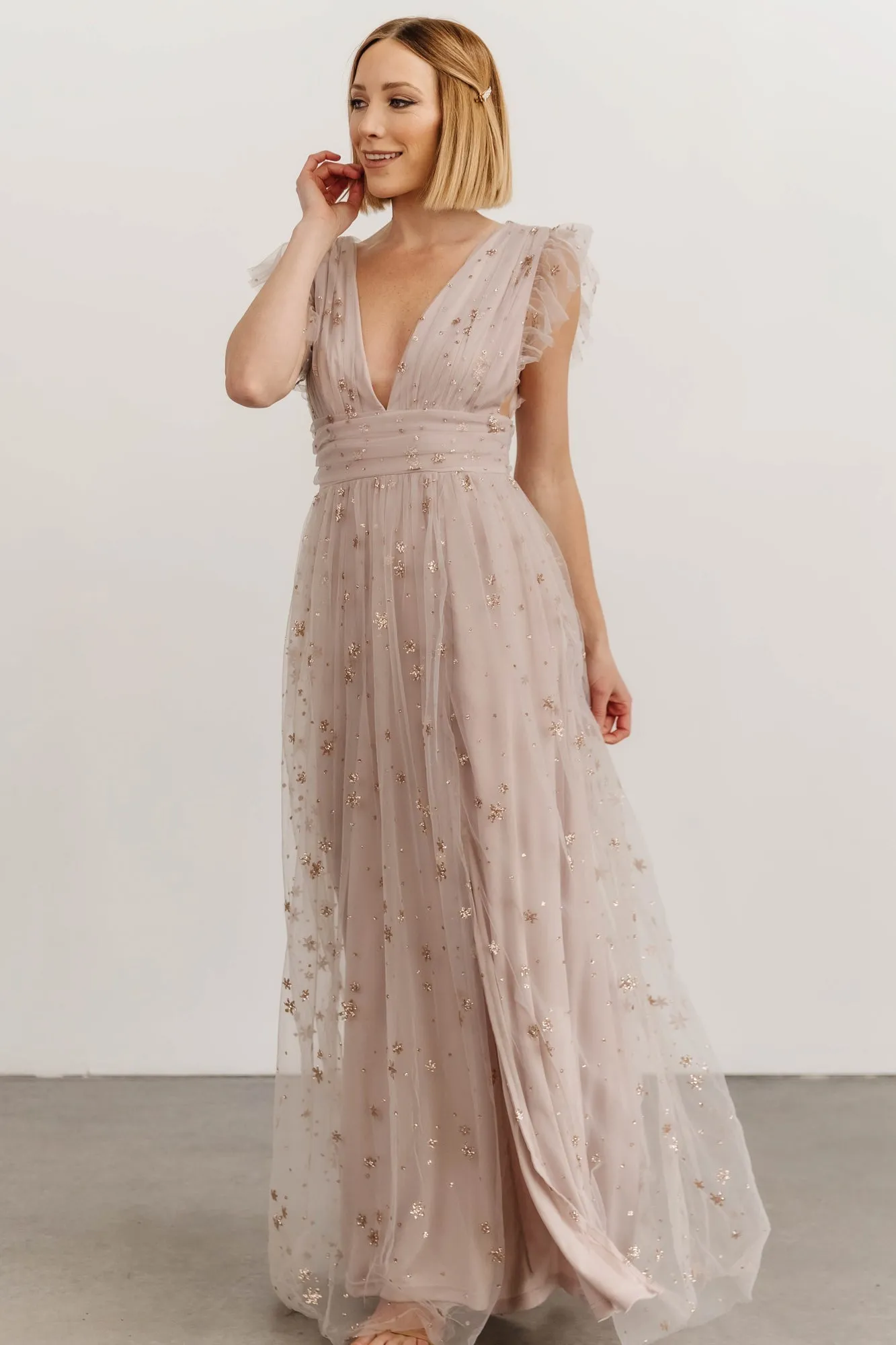 Nova Shimmer Maxi Dress | Dusty Lilac sold by Baltic Born product image thumbnail 3