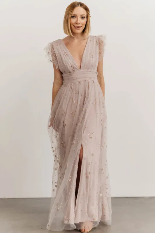 Nova Shimmer Maxi Dress | Dusty Lilac made by Soieblu