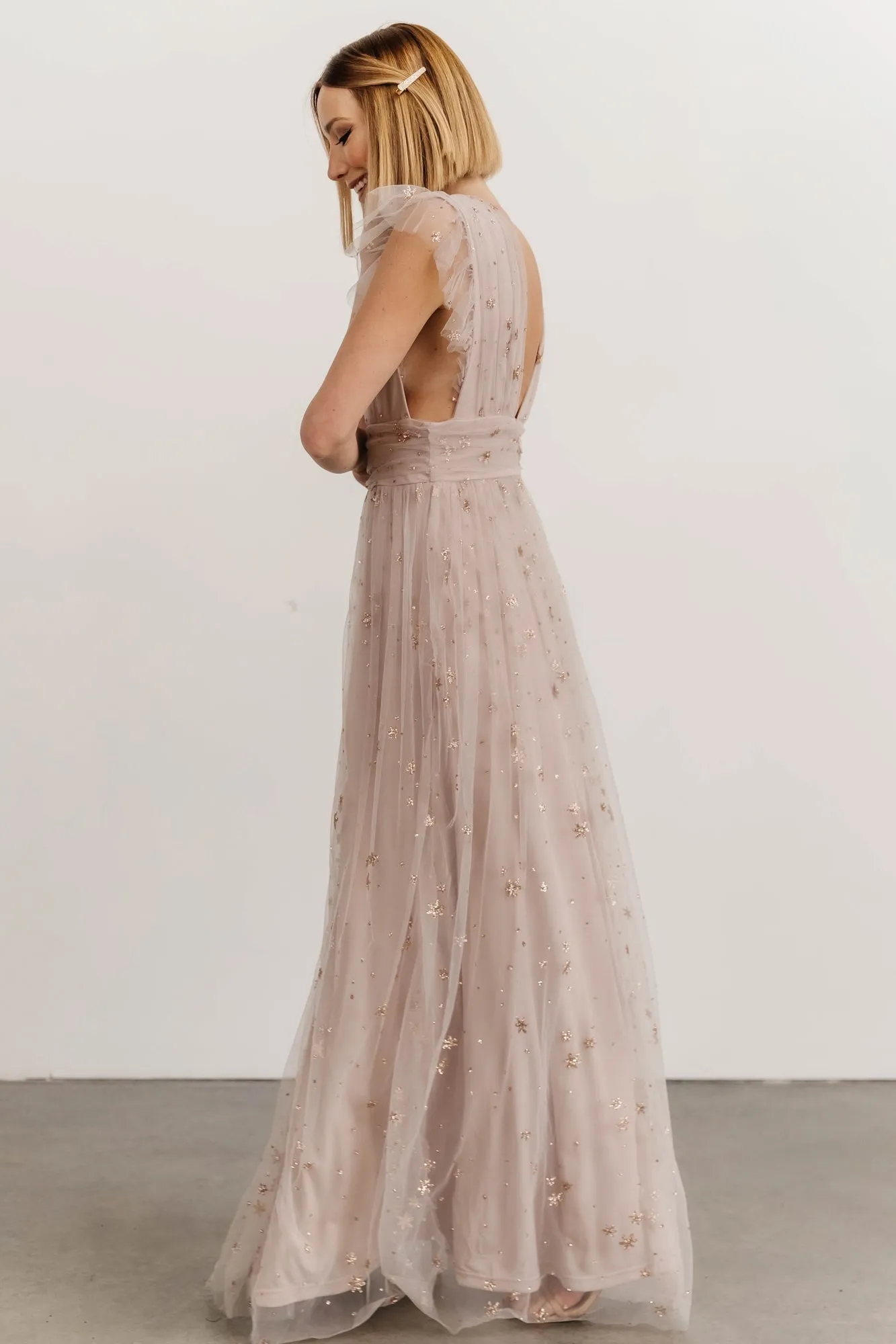 Nova Shimmer Maxi Dress | Dusty Lilac sold by Baltic Born product image thumbnail 5