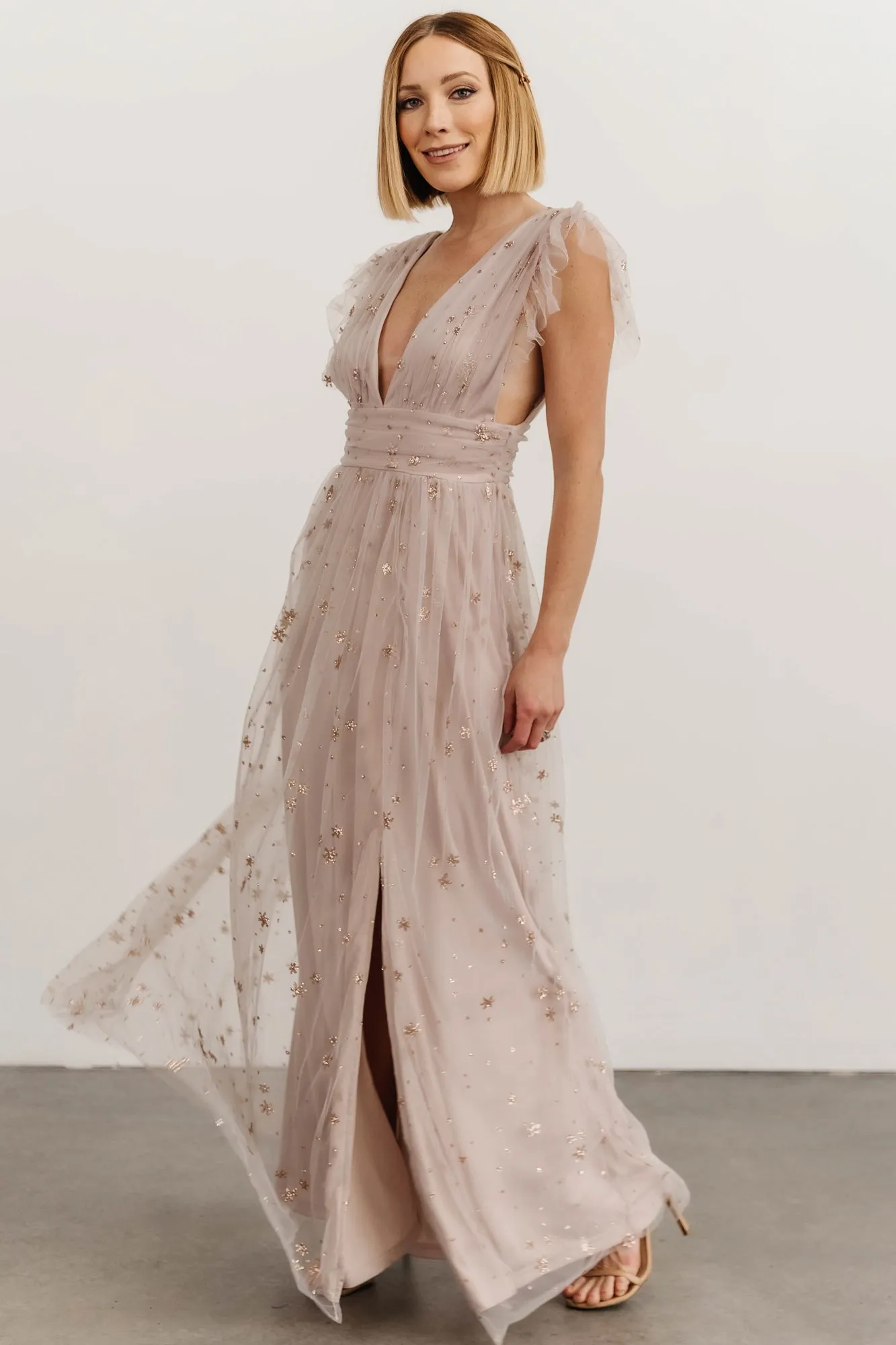 Nova Shimmer Maxi Dress | Dusty Lilac sold by Baltic Born product image thumbnail 2