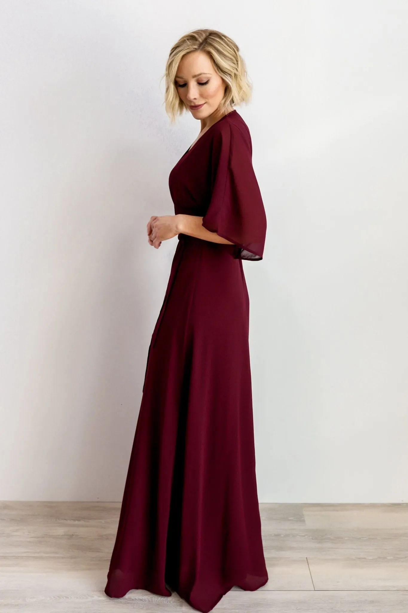 Lilly Wrap Maxi Dress | Burgundy sold by Baltic Born product image thumbnail 5