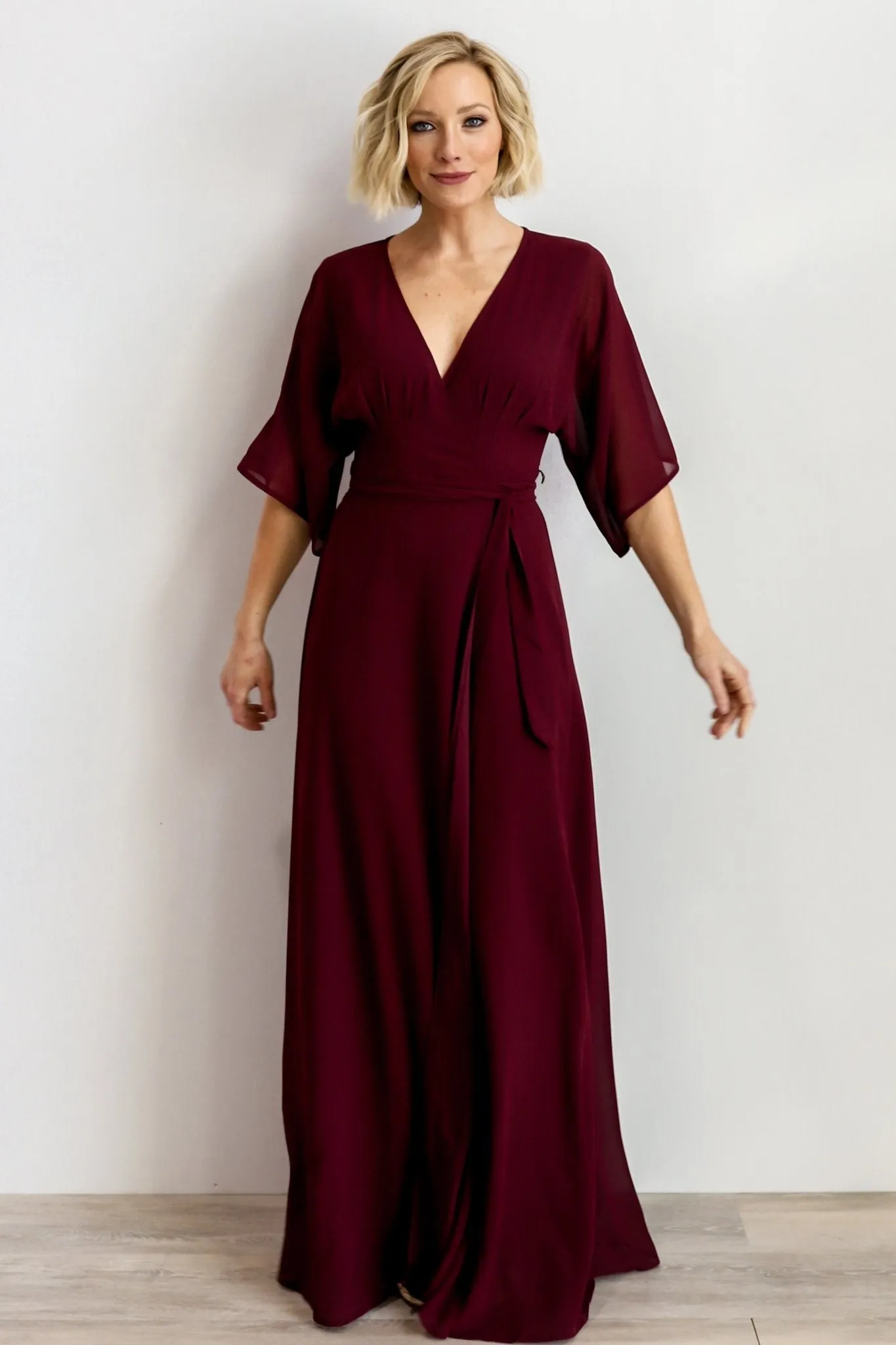 Lilly Wrap Maxi Dress | Burgundy sold by Baltic Born