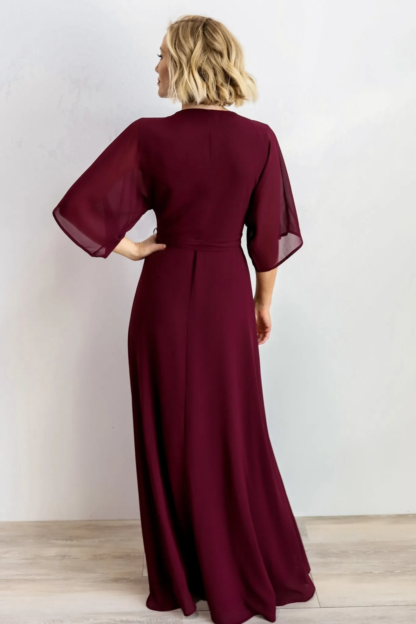Lilly Wrap Maxi Dress | Burgundy sold by Baltic Born product image thumbnail 4