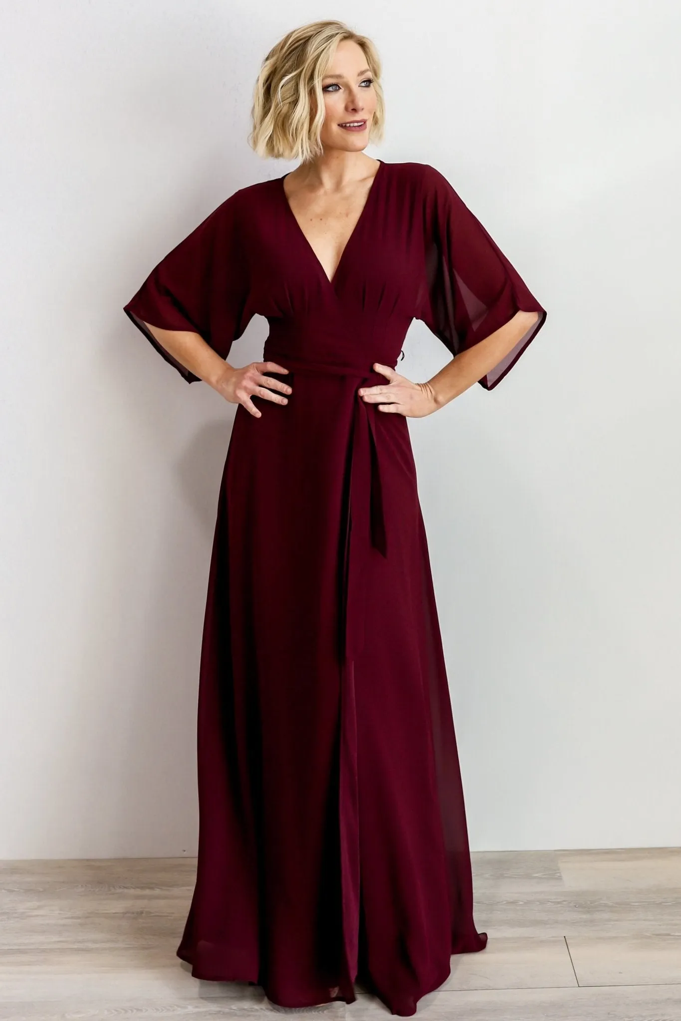 Lilly Wrap Maxi Dress | Burgundy sold by Baltic Born product image thumbnail 2
