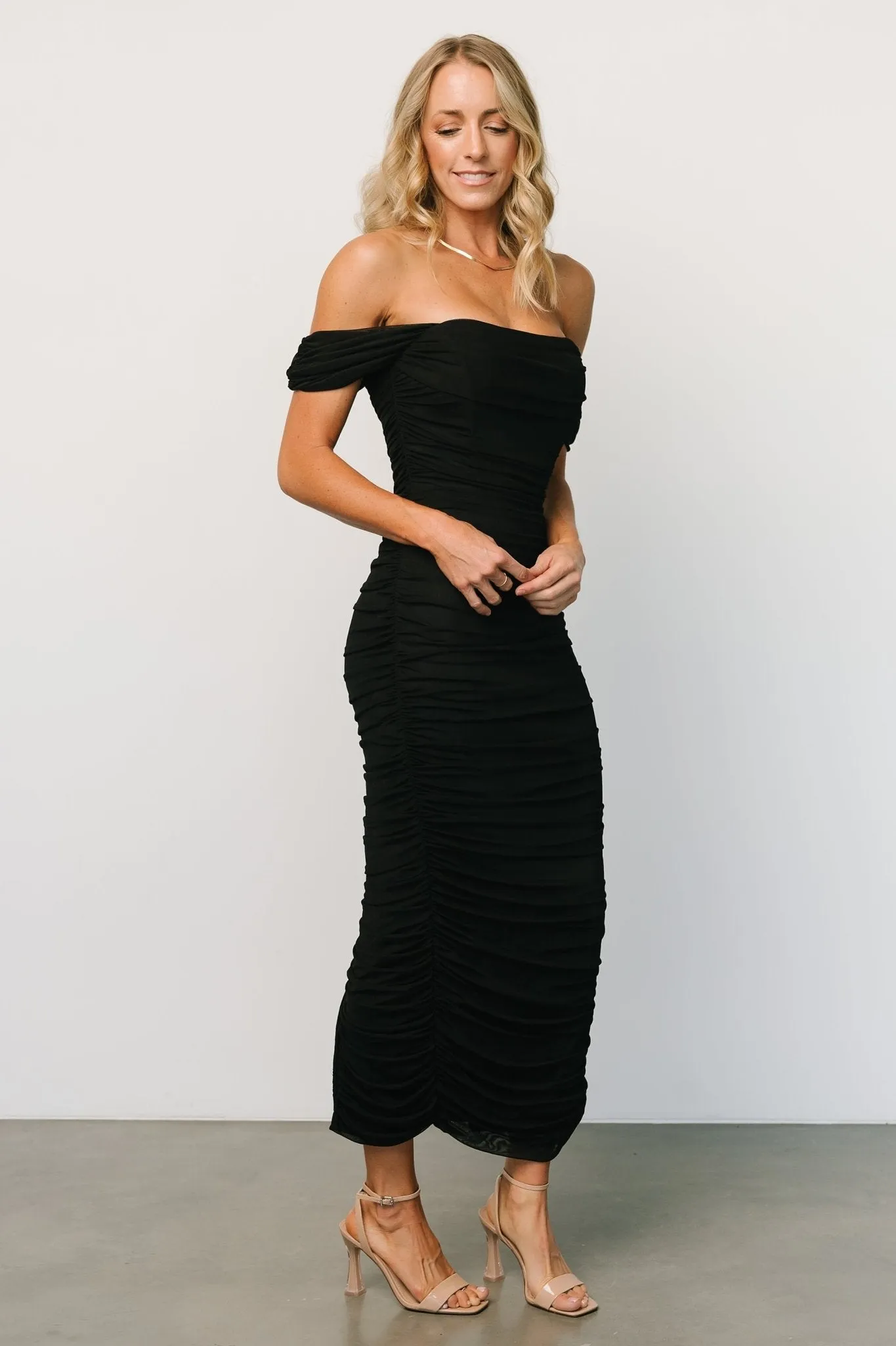 Alessandra Mesh Midi Dress | Black sold by Baltic Born