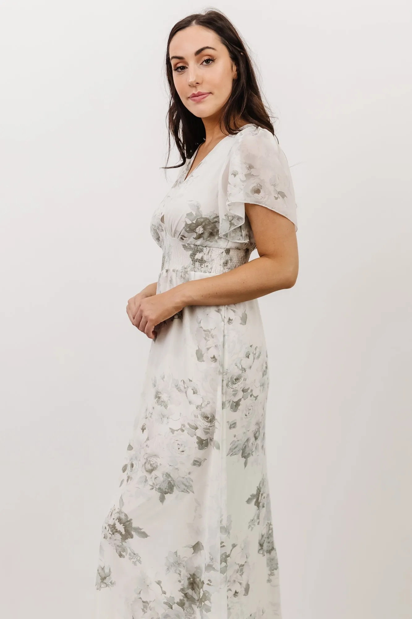 Alexandria Smocked Maxi Dress | Dusty Sage Floral sold by Baltic Born product image thumbnail 5