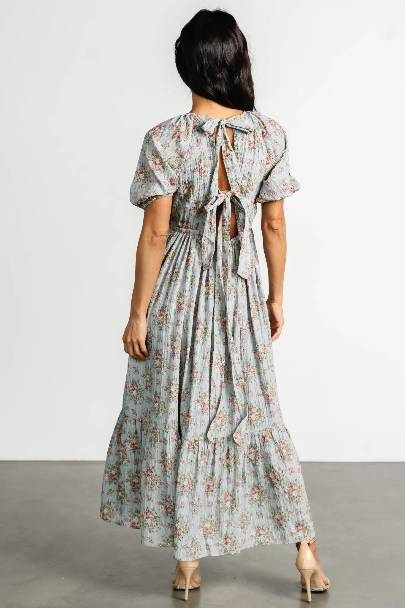 Lucinda Back Tie Dress | Dusty Blue Floral sold by Baltic Born product image thumbnail 2