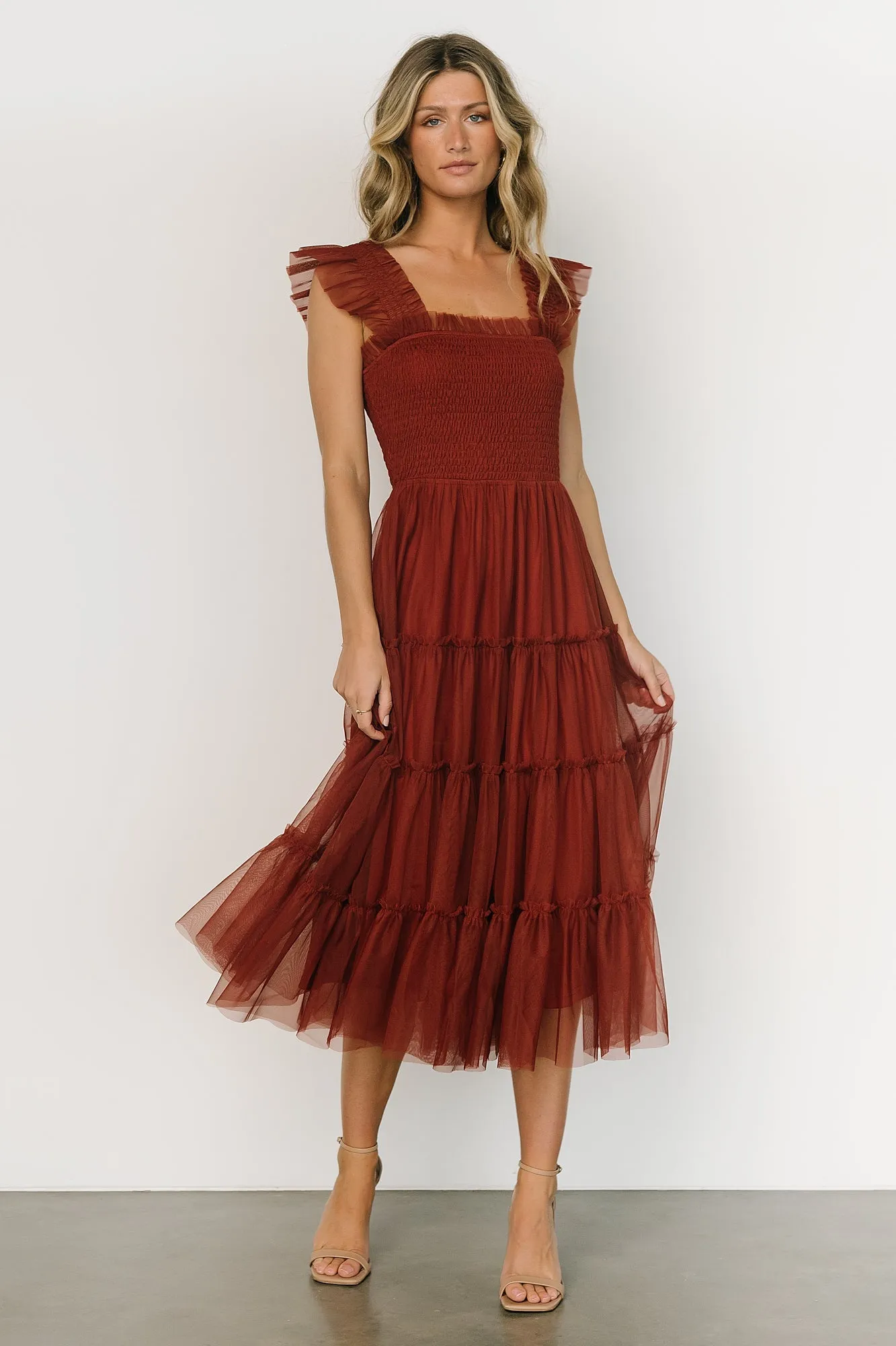 Emma Smocked Tulle Dress | Oxblood sold by Baltic Born product image thumbnail 5