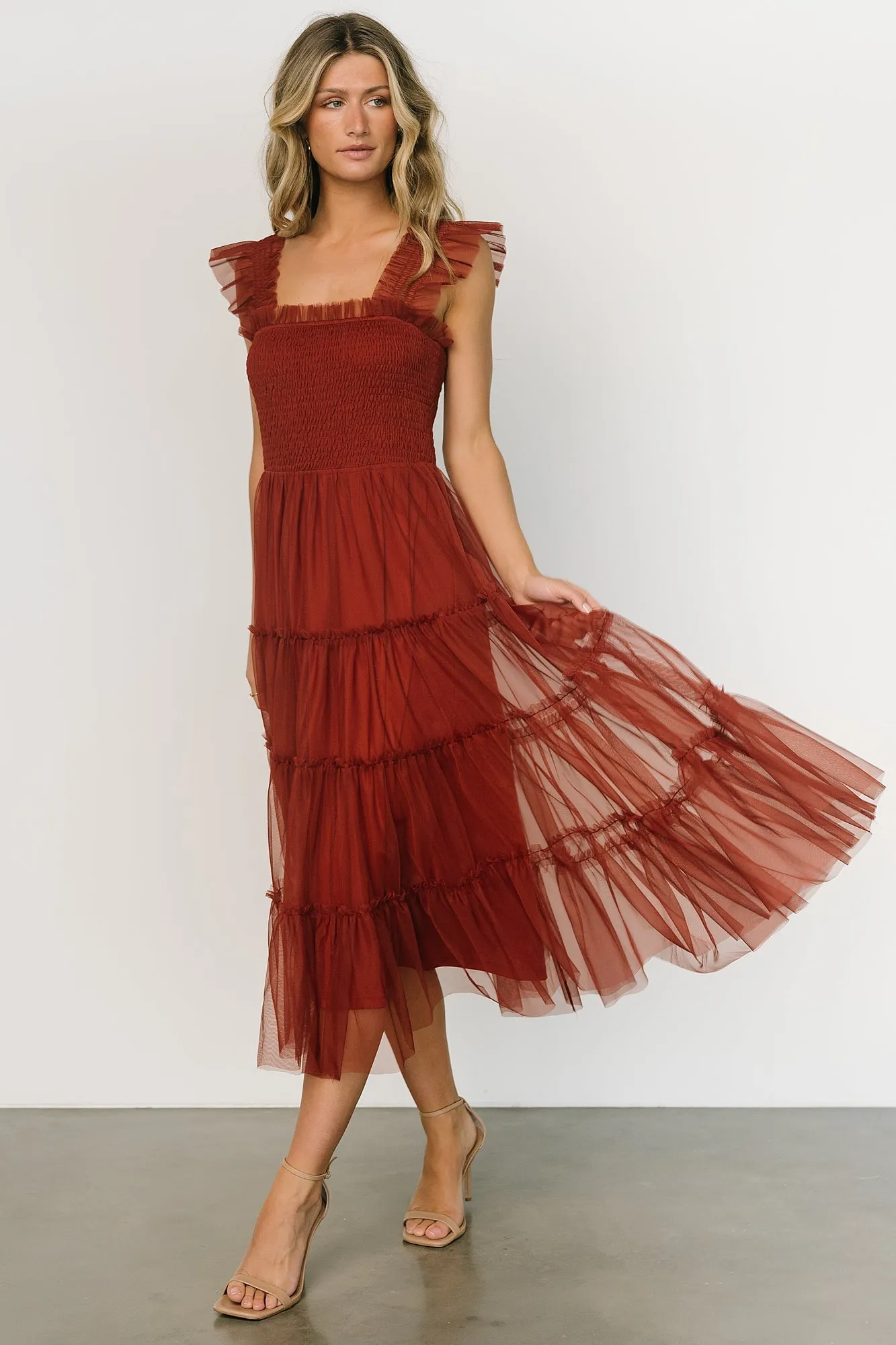 Emma Smocked Tulle Dress | Oxblood sold by Baltic Born product image thumbnail 3