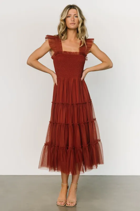 Emma Smocked Tulle Dress | Oxblood sold by Baltic Born