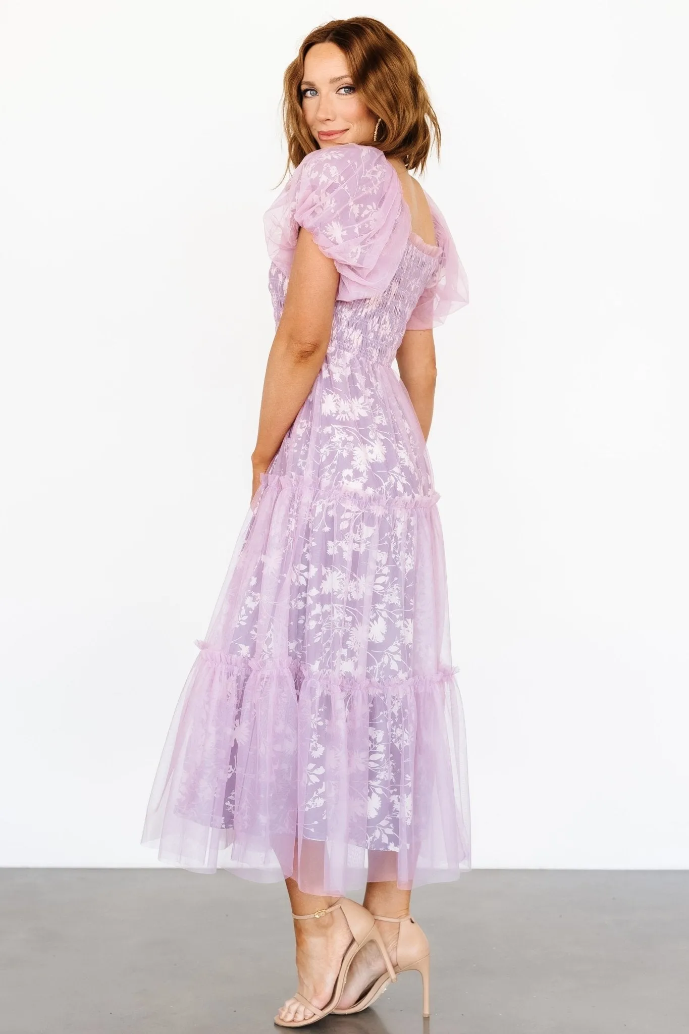 Doria Tulle Floral Maxi Dress | Pale Orchid sold by Baltic Born product image thumbnail 3