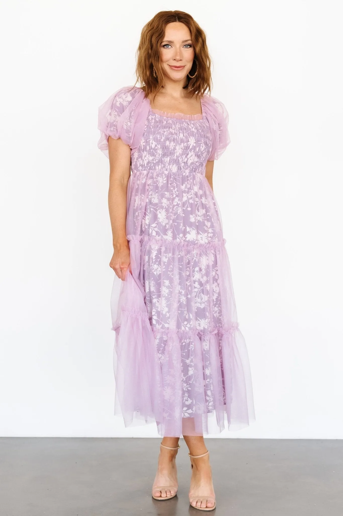 Doria Tulle Floral Maxi Dress | Pale Orchid sold by Baltic Born product image thumbnail 4