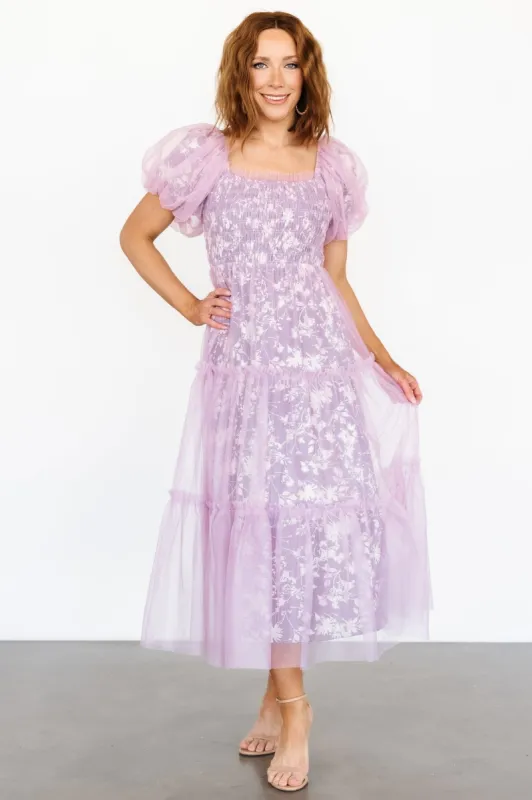 Doria Tulle Floral Maxi Dress | Pale Orchid sold by Baltic Born