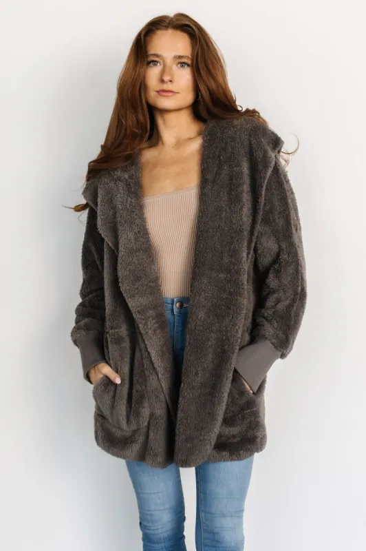 Melrose Teddy Jacket | Dark Gray sold by Baltic Born