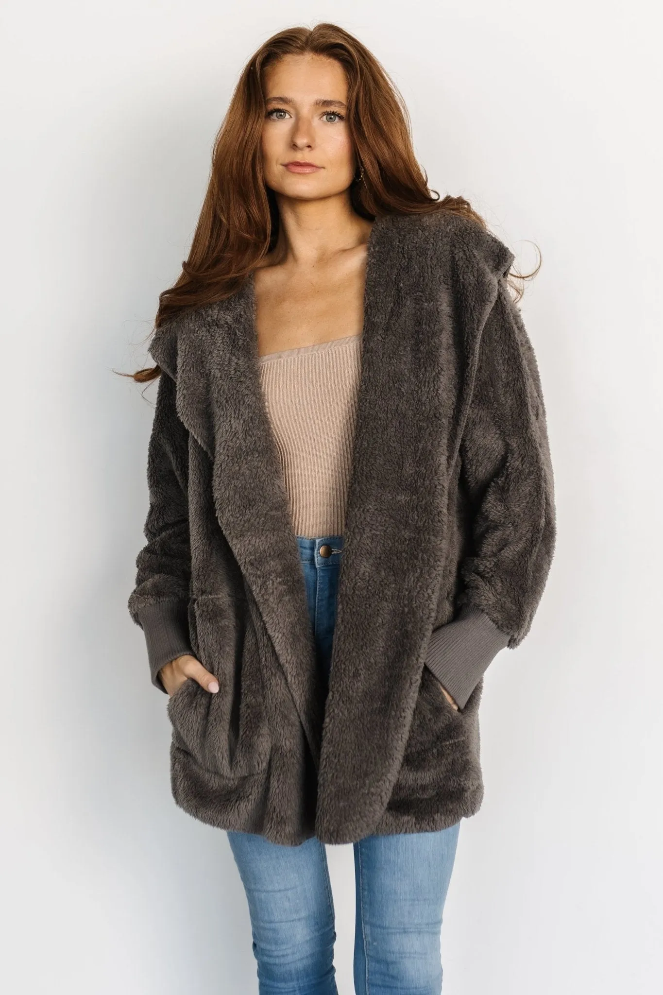 Melrose Teddy Jacket | Dark Gray sold by Baltic Born