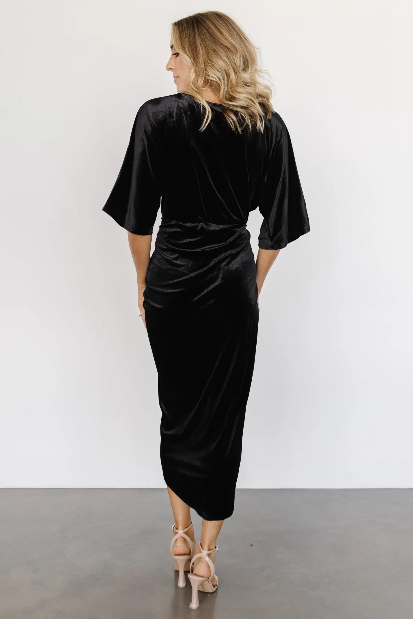 Brendyn Ruched Velvet Dress | Black sold by Baltic Born product image thumbnail 4