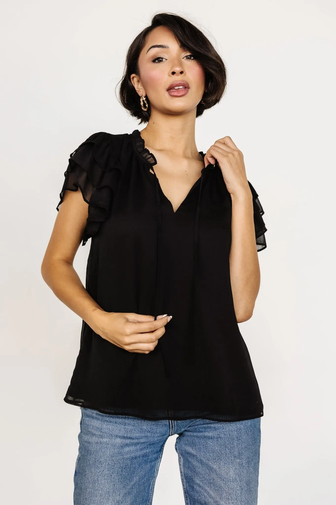 Asher Ruffle Sleeve Top | Black sold by Baltic Born product image thumbnail 5