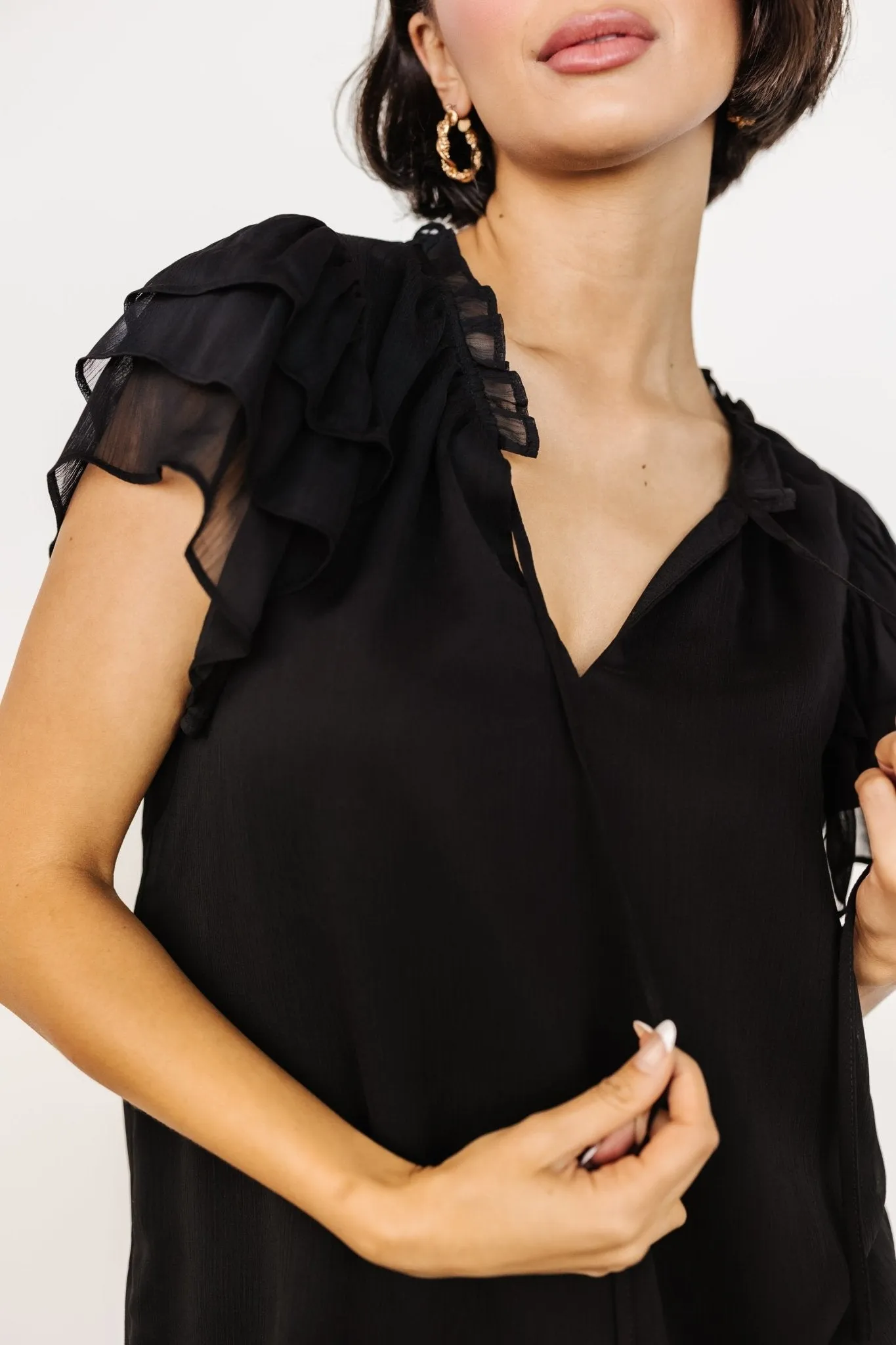 Asher Ruffle Sleeve Top | Black sold by Baltic Born product image thumbnail 2