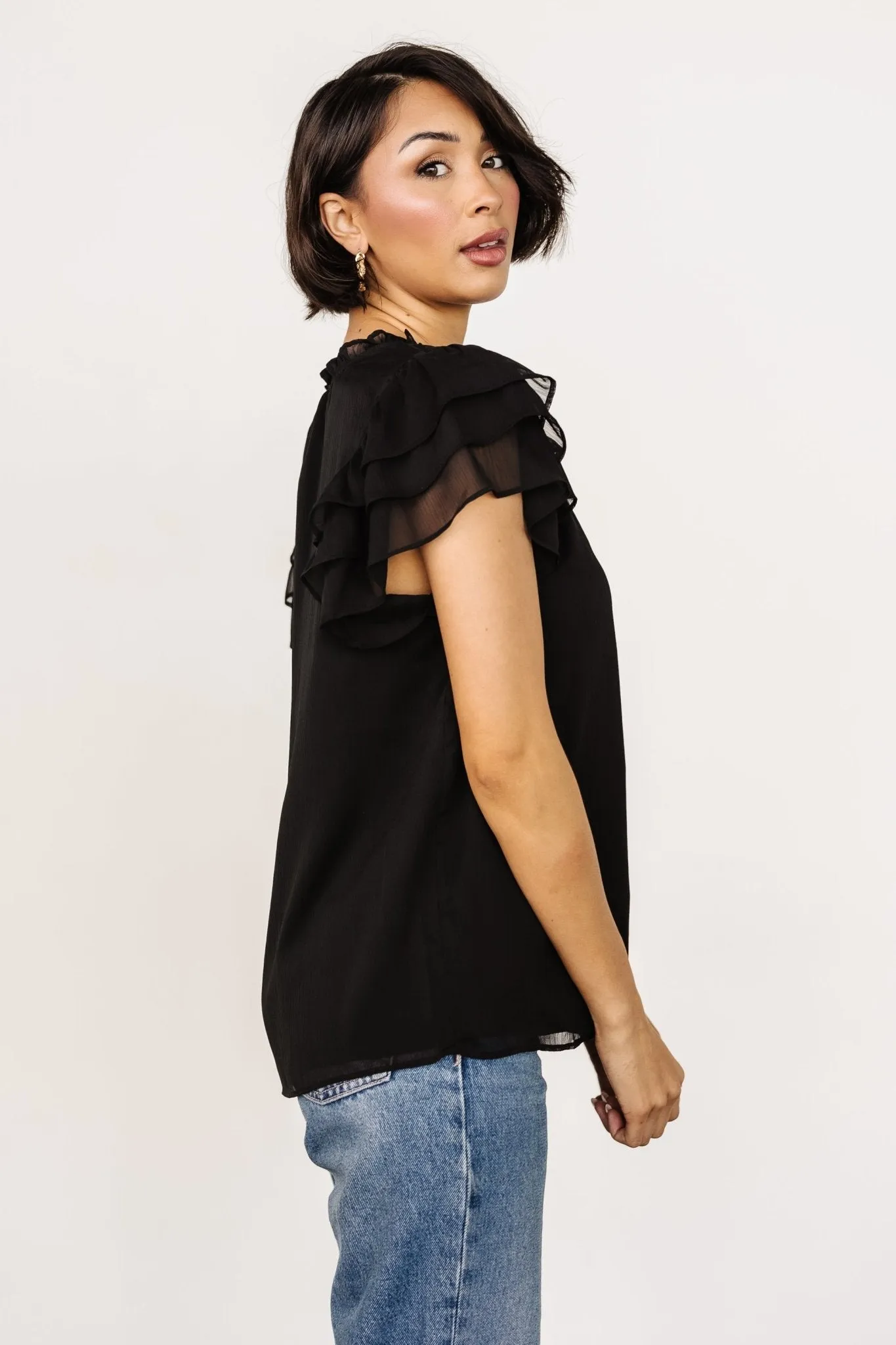 Asher Ruffle Sleeve Top | Black sold by Baltic Born product image thumbnail 3