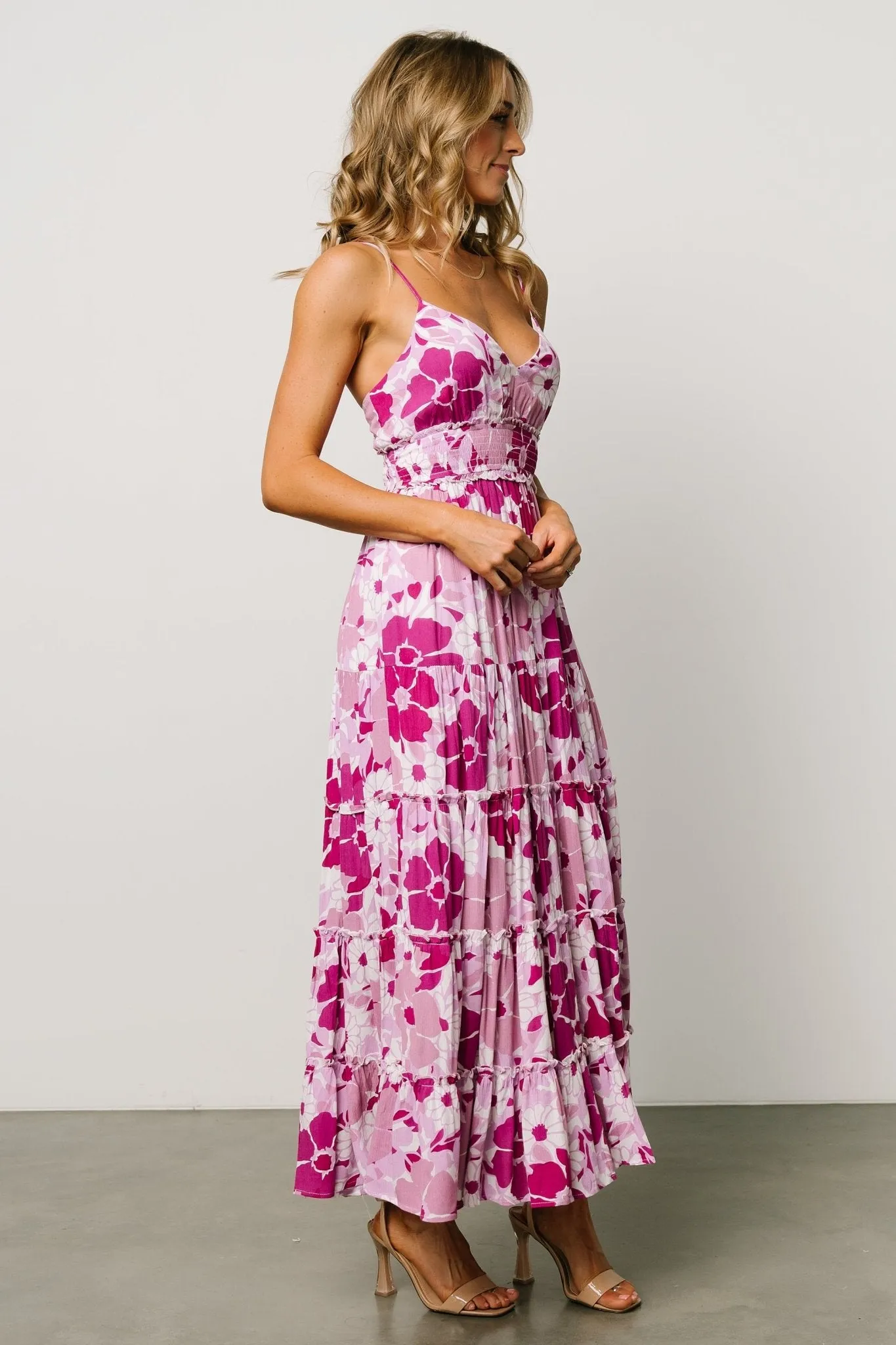 Malia Cross Back Maxi Dress | Fuchsia Multi sold by Baltic Born product image thumbnail 4