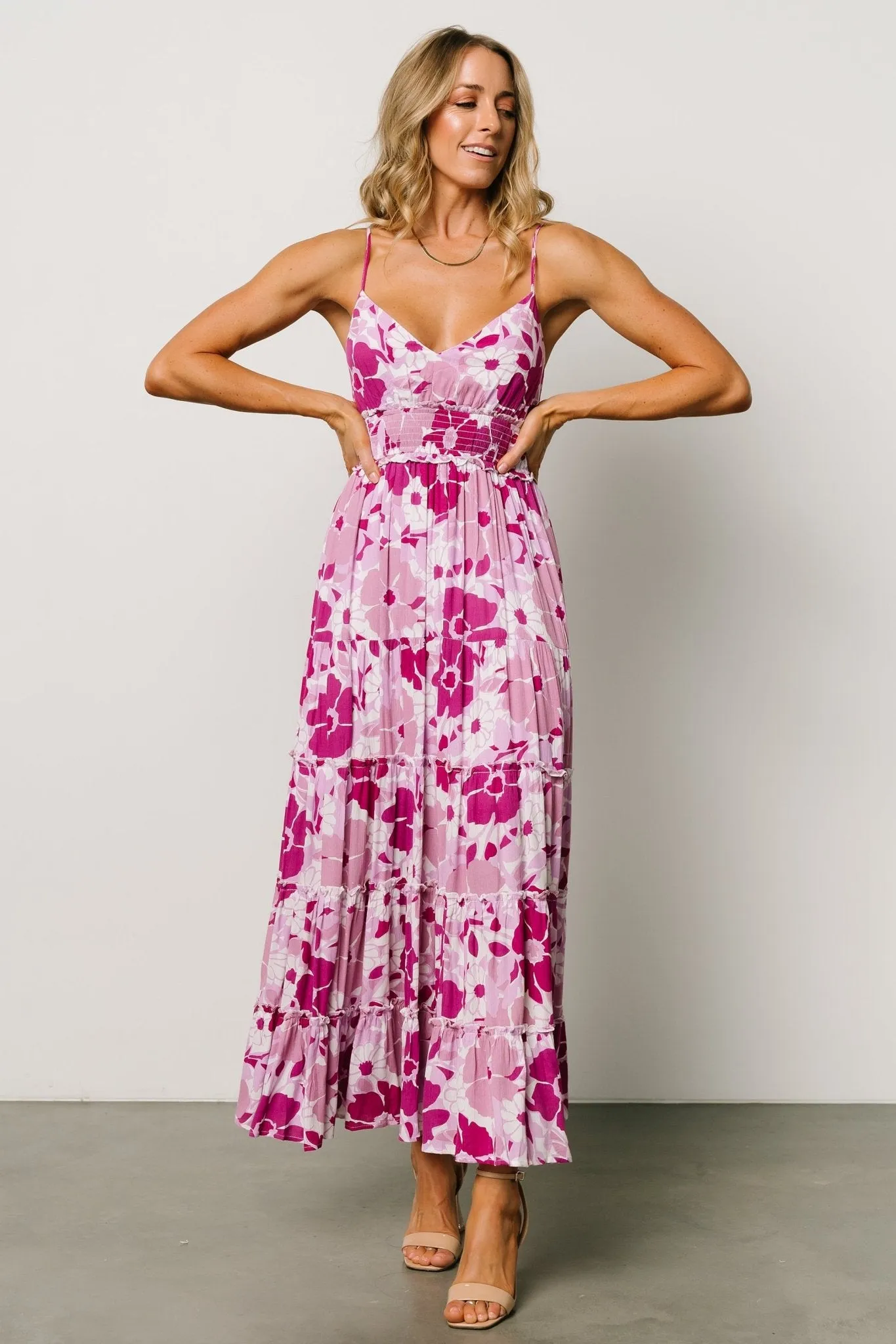 Malia Cross Back Maxi Dress | Fuchsia Multi sold by Baltic Born product image thumbnail 5