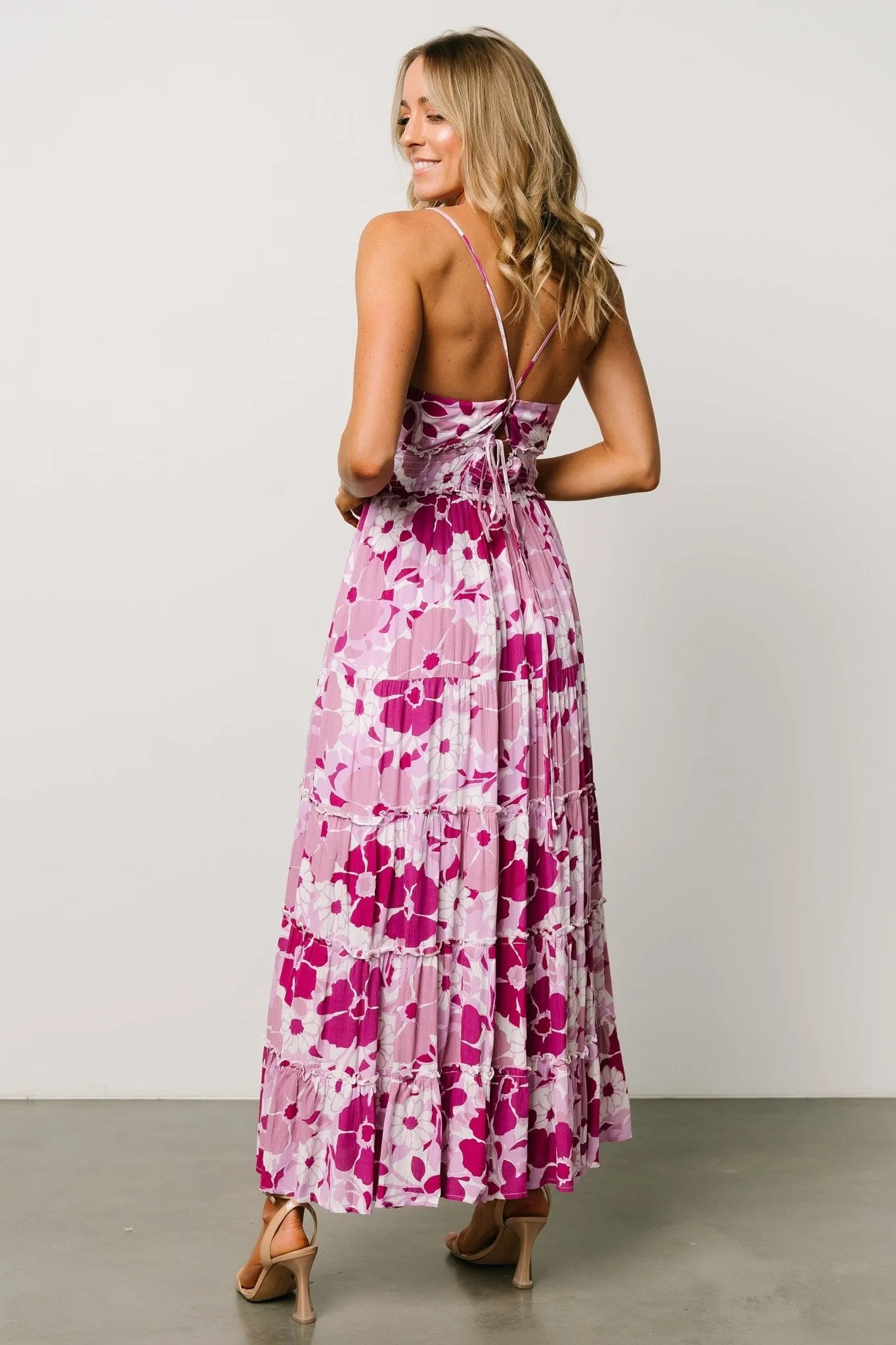 Malia Cross Back Maxi Dress | Fuchsia Multi sold by Baltic Born product image thumbnail 2