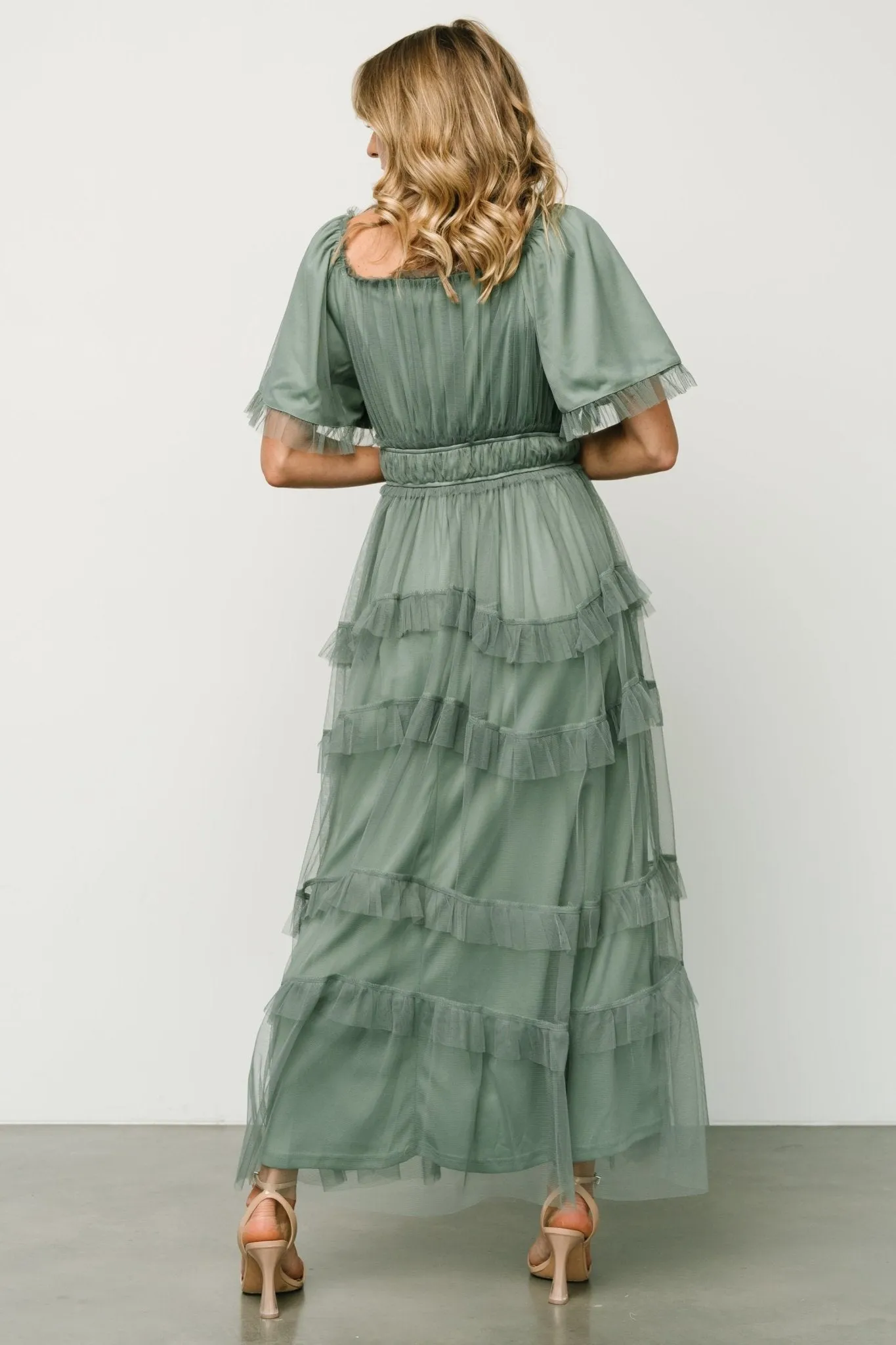 Magdalena Tulle Maxi Dress | Eucalyptus sold by Baltic Born product image thumbnail 4