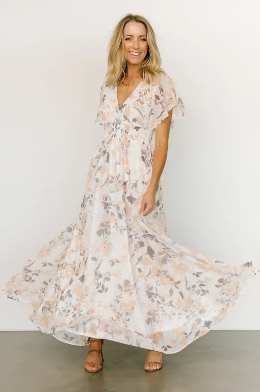 Lynlee Metallic Maxi Dress | Off White Print sold by Baltic Born