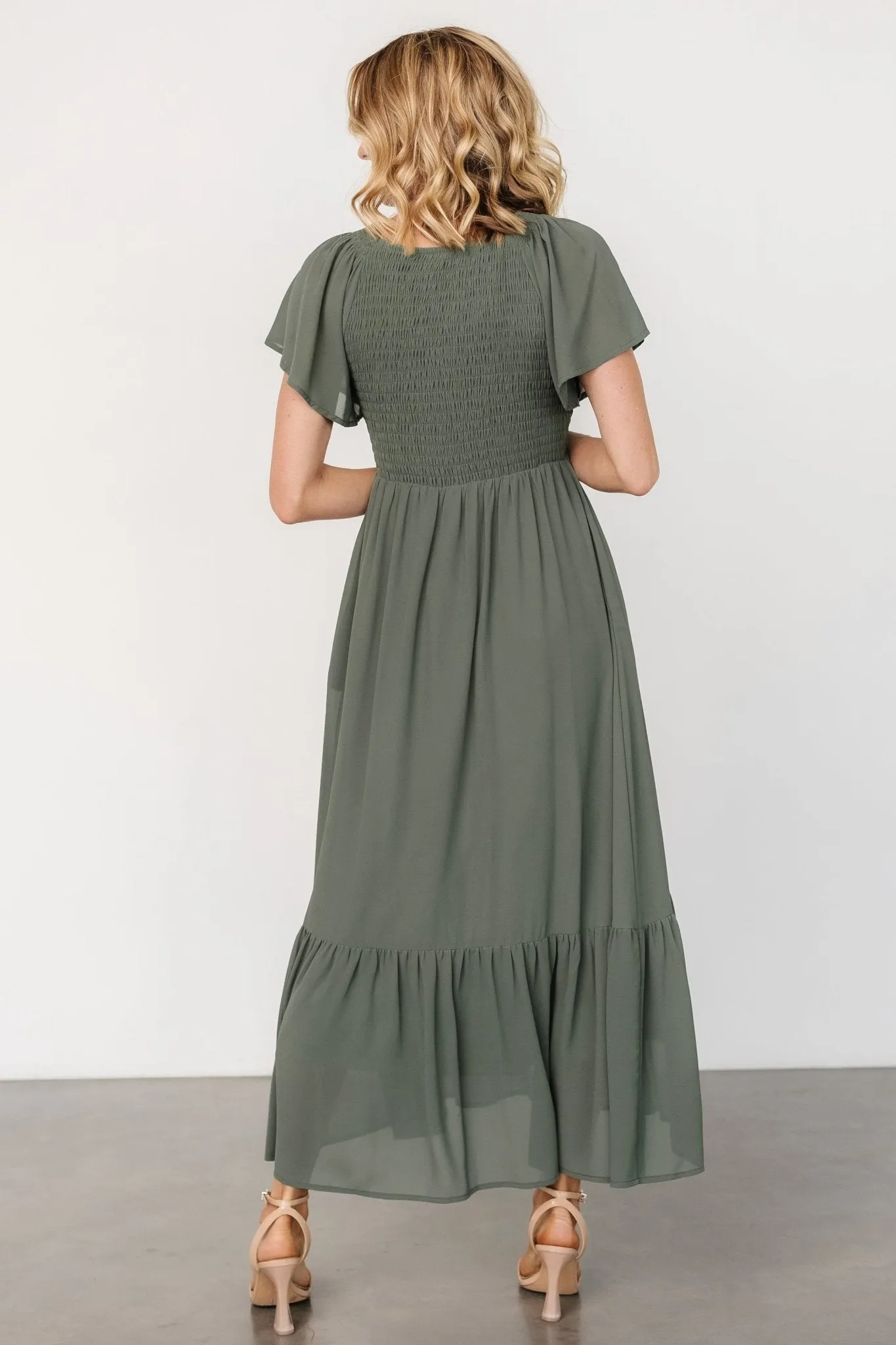 Monica Smocked Dress | Dark Sage sold by Baltic Born product image thumbnail 4