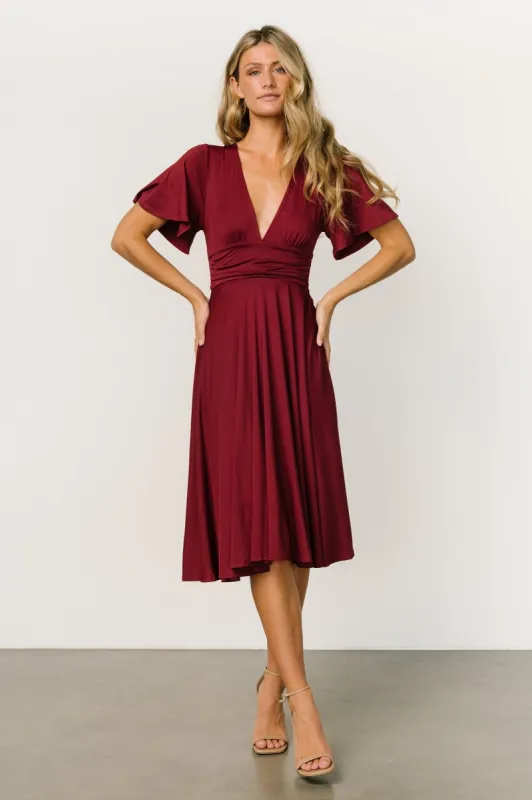 Janette Midi Dress | Wine sold by Baltic Born