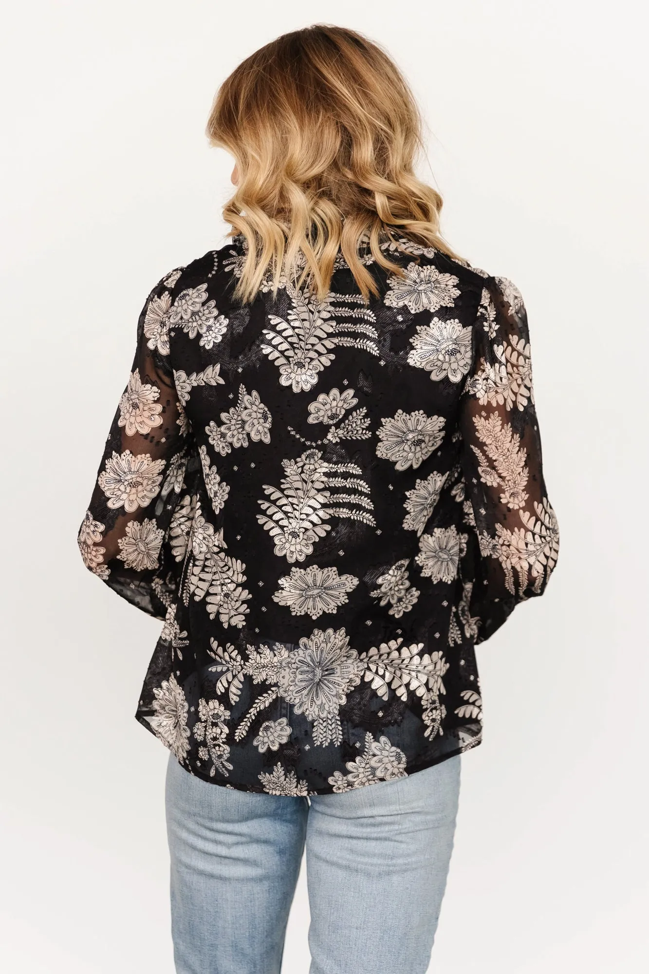 Charlotte Tie Blouse | Black + Cream sold by Baltic Born product image thumbnail 3