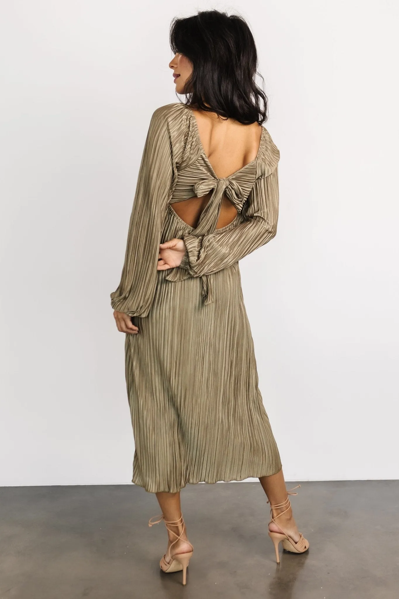 Amani Pleated Midi Dress | Olive sold by Baltic Born product image thumbnail 5