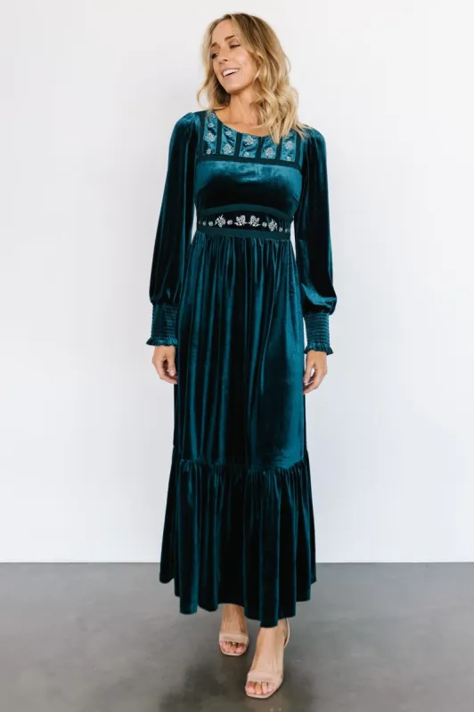 Ingrid Velvet Maxi Dress | Deep Blue sold by Baltic Born