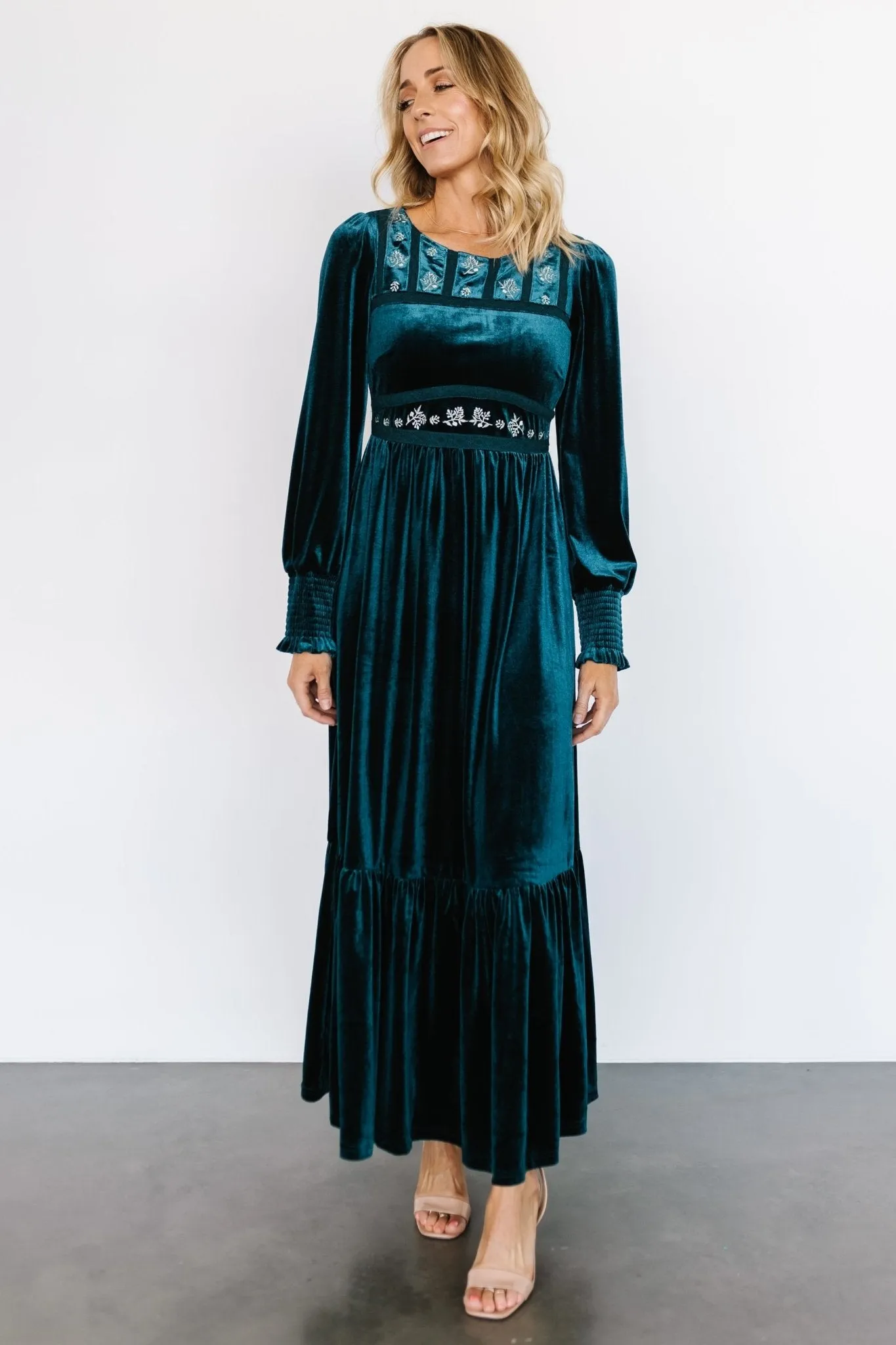 Ingrid Velvet Maxi Dress | Deep Blue sold by Baltic Born