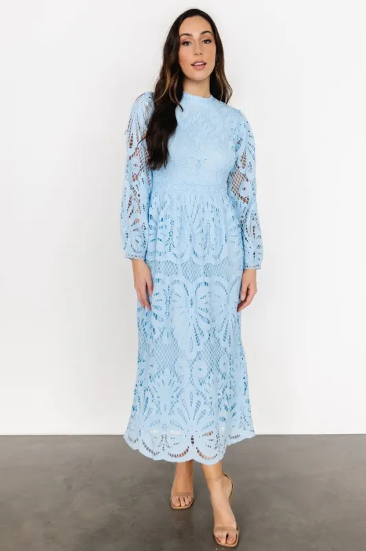 Eldora Lace Midi Dress | Light Blue sold by Baltic Born